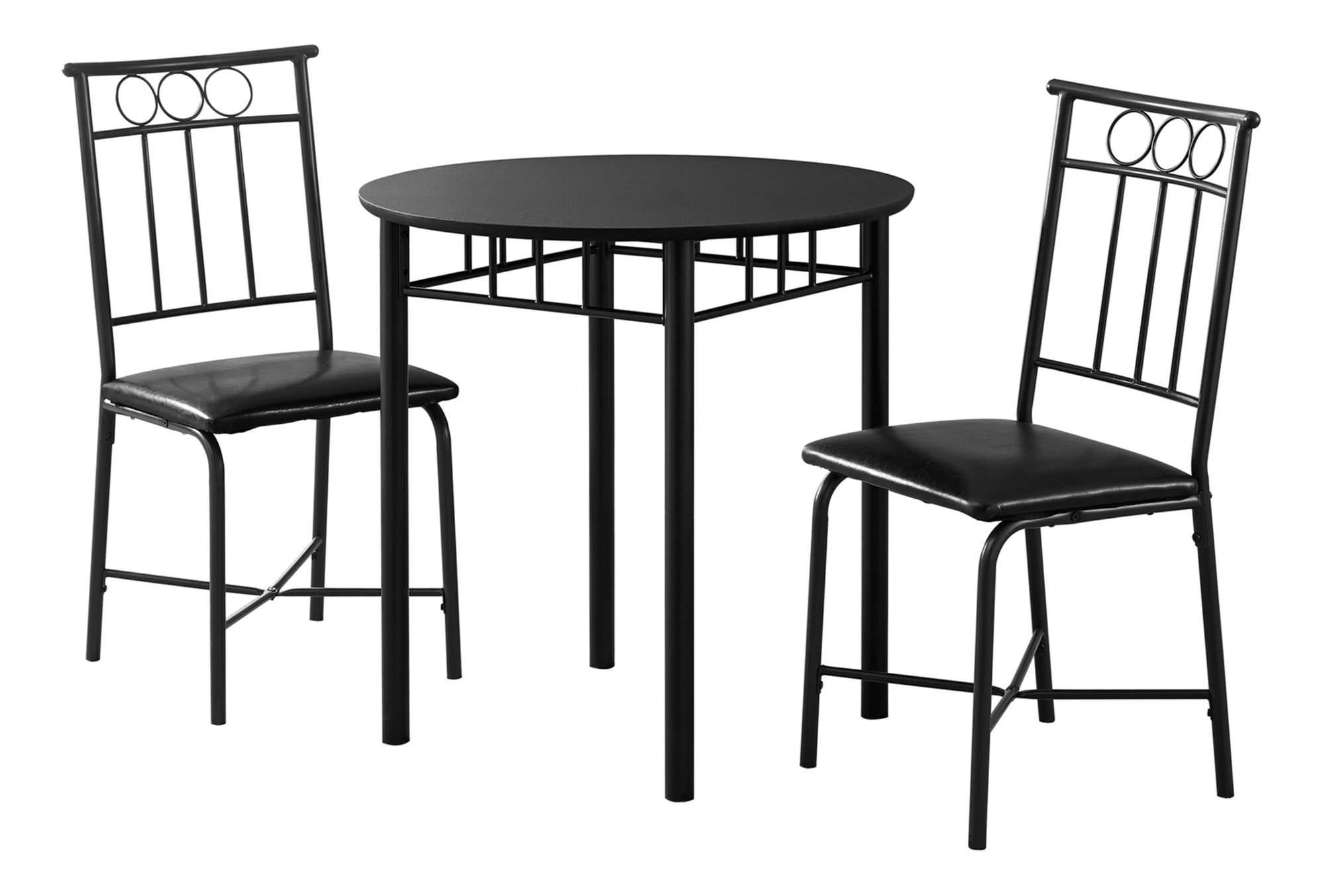 DINING SET - 3PCS SET / BLACK METAL AND TOP # I 1013