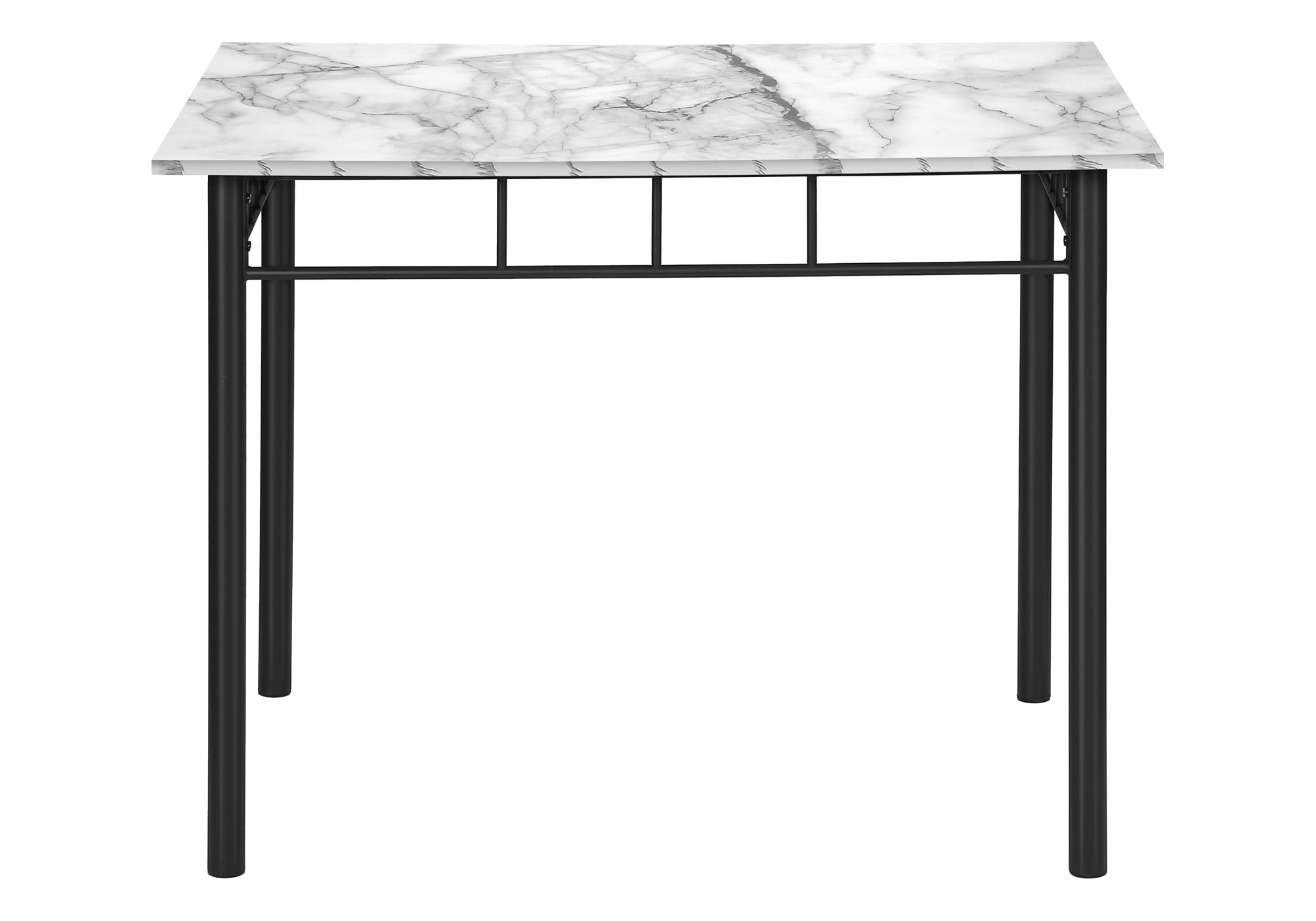 DINING SET - 5PCS SET / WHITE MARBLE TOP / BLACK METAL # I 1014