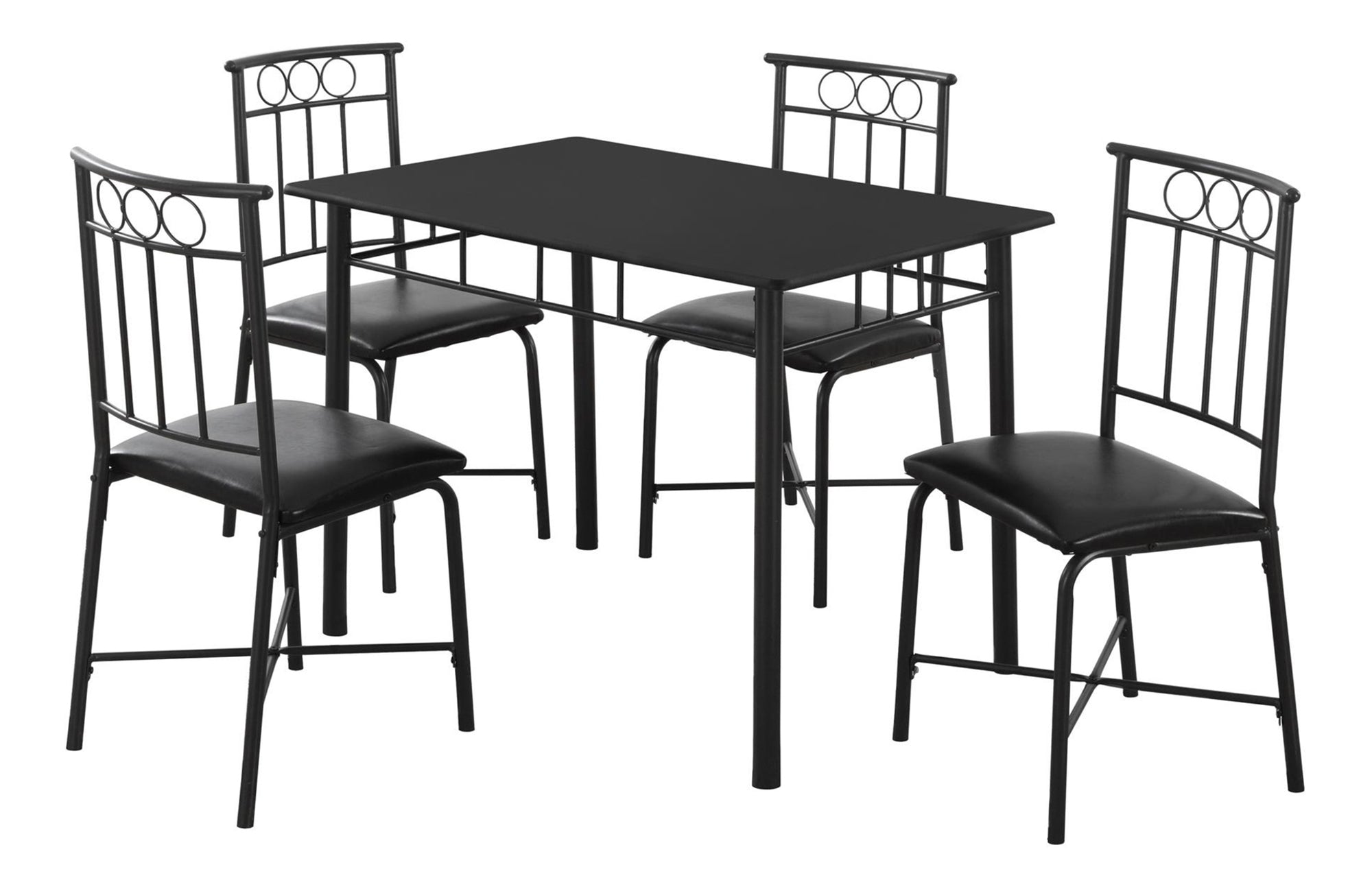 DINING SET - 5PCS SET / BLACK METAL AND LAMINATE TOP # I 1018