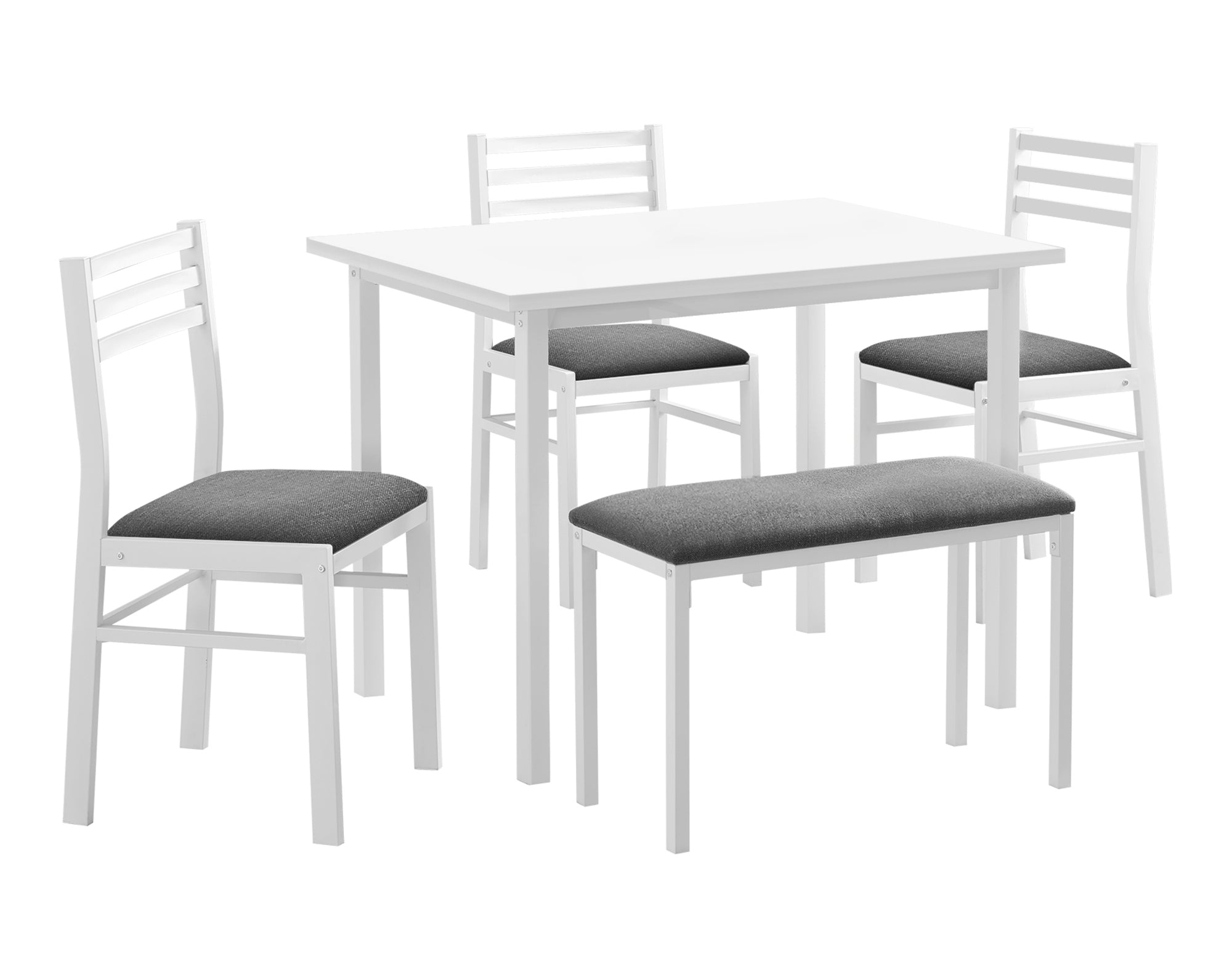 DINING SET - 5PCS SET / WHITE TOP / WHITE METAL # I 1031