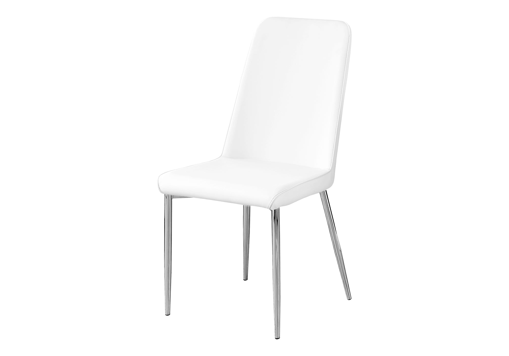 DINING CHAIR - 2PCS / 37"H / WHITE LEATHER-LOOK / CHROME # I 1033