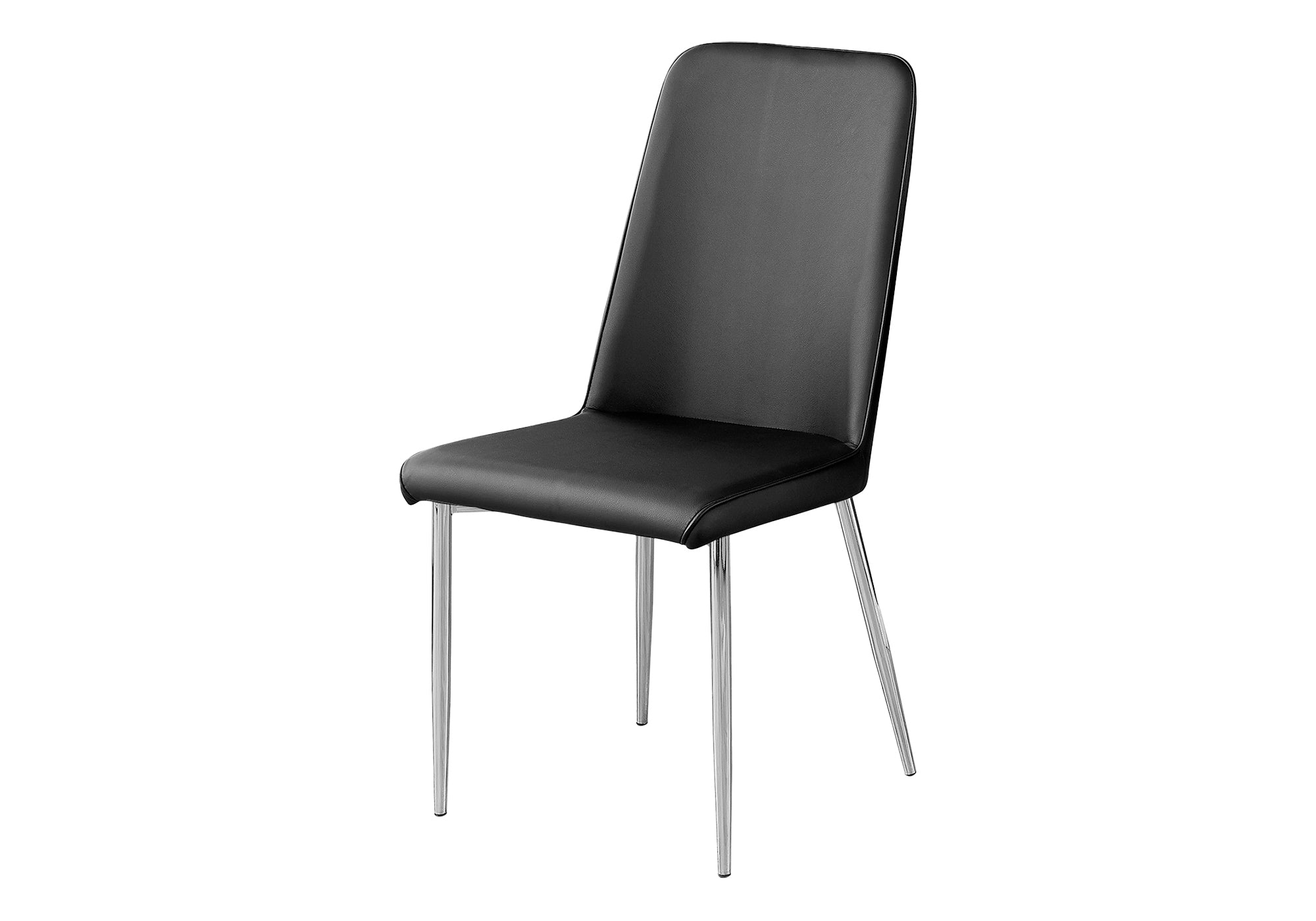 DINING CHAIR - 2PCS / 37"H / BLACK LEATHER-LOOK / CHROME # I 1034