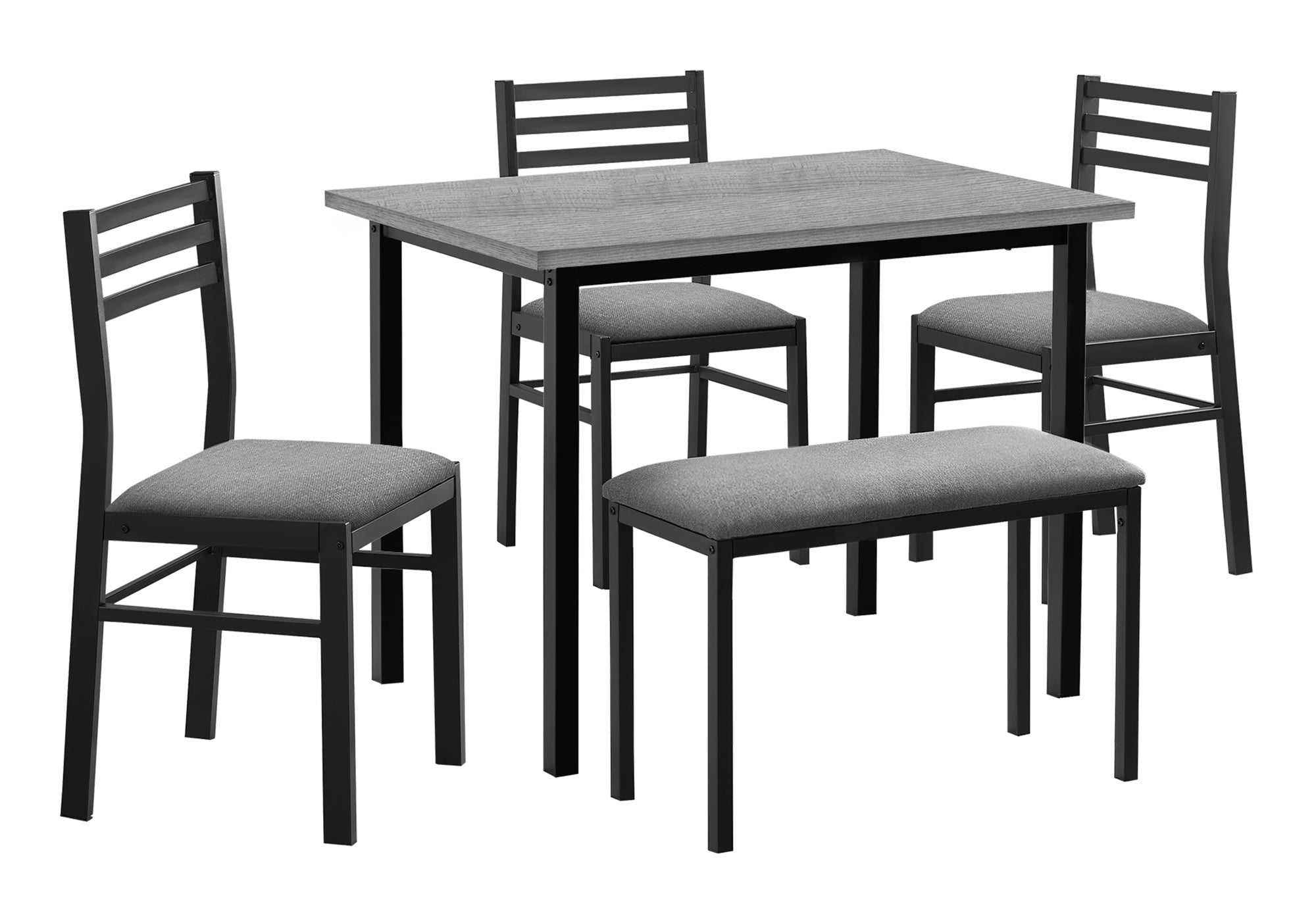 DINING SET - 5PCS SET / GREY TOP / BLACK METAL # I 1037
