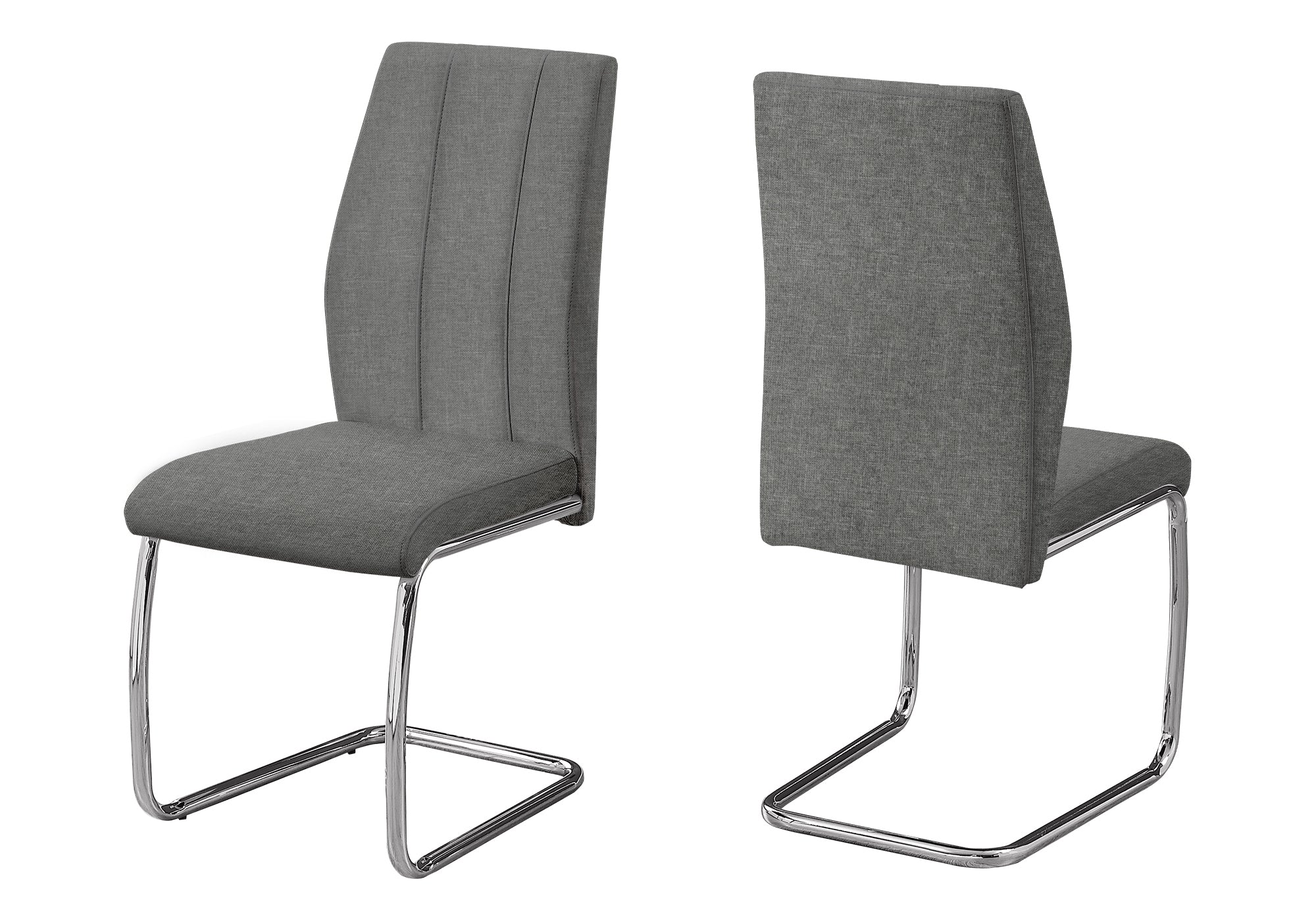 DINING CHAIR - 2PCS / 39"H / GREY FABRIC / CHROME # I 1061