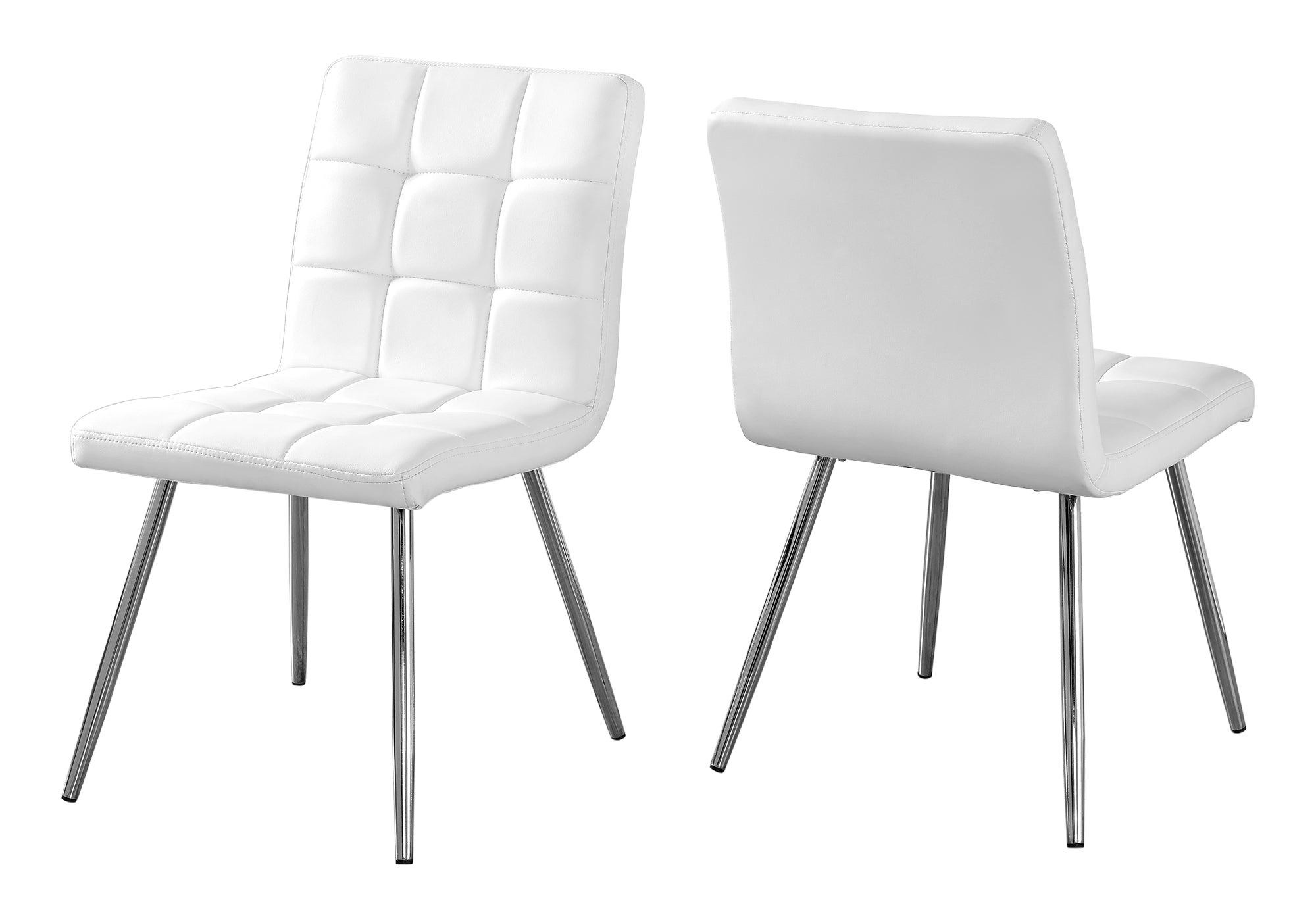 DINING CHAIR - 2PCS / 32"H / WHITE LEATHER-LOOK / CHROME # I 1071