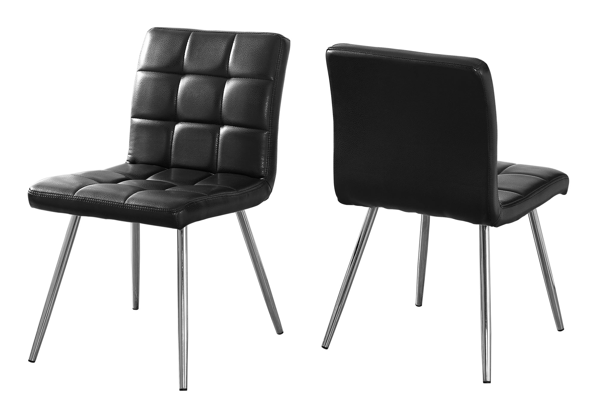 DINING CHAIR - 2PCS / 32"H / BLACK LEATHER-LOOK / CHROME # I 1073