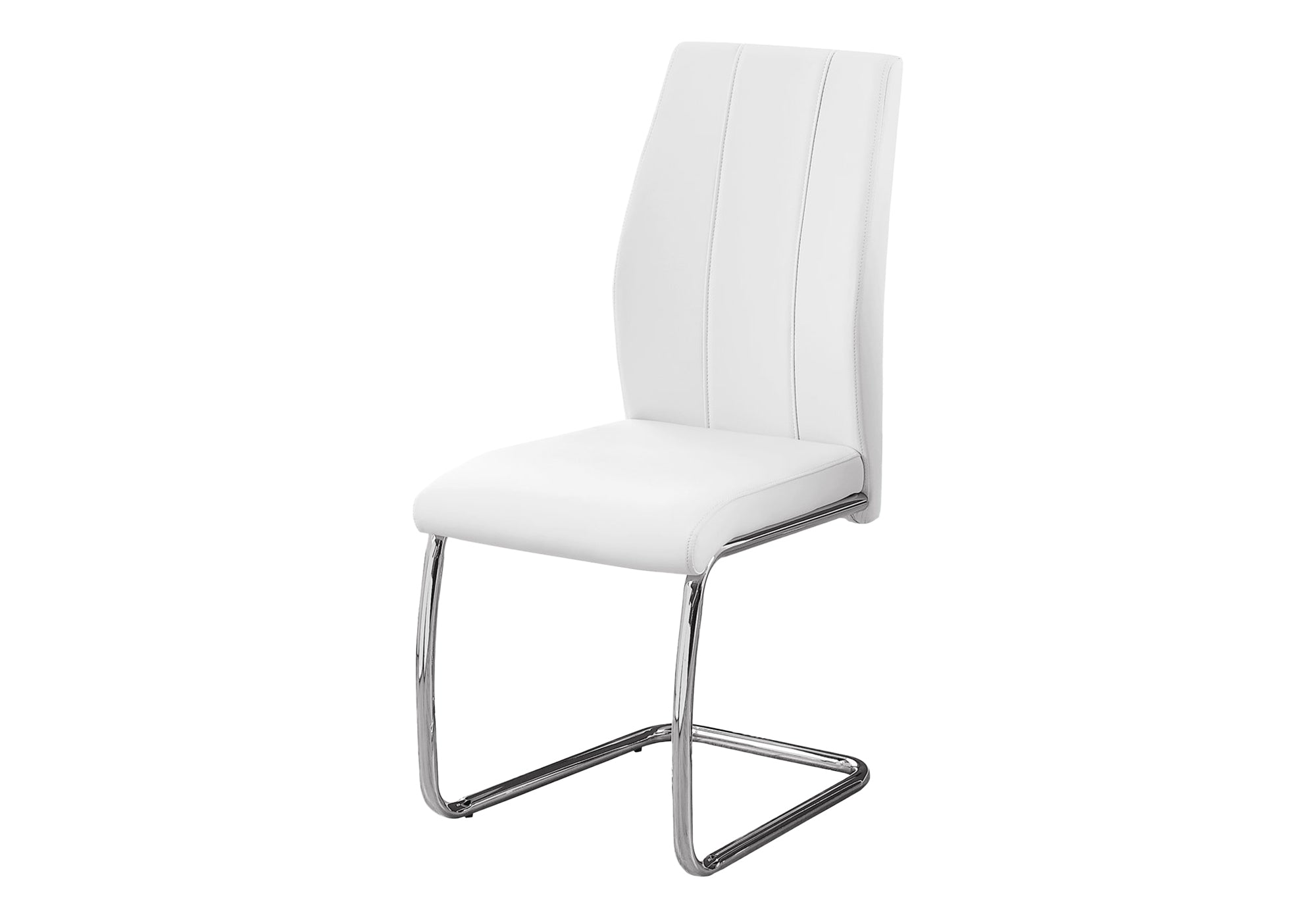 DINING CHAIR - 2PCS / 39"H / WHITE LEATHER-LOOK / CHROME # I 1075