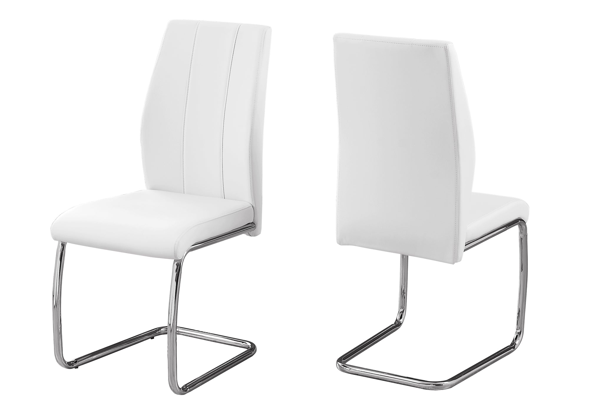 DINING CHAIR - 2PCS / 39"H / WHITE LEATHER-LOOK / CHROME # I 1075