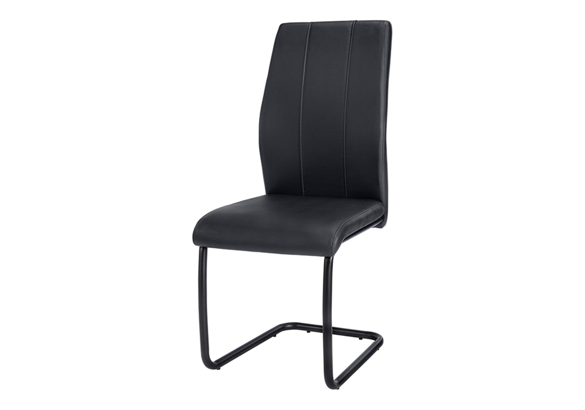 DINING CHAIR - 2PCS / 39"H / BLACK LEATHER-LOOK / METAL # I 1123