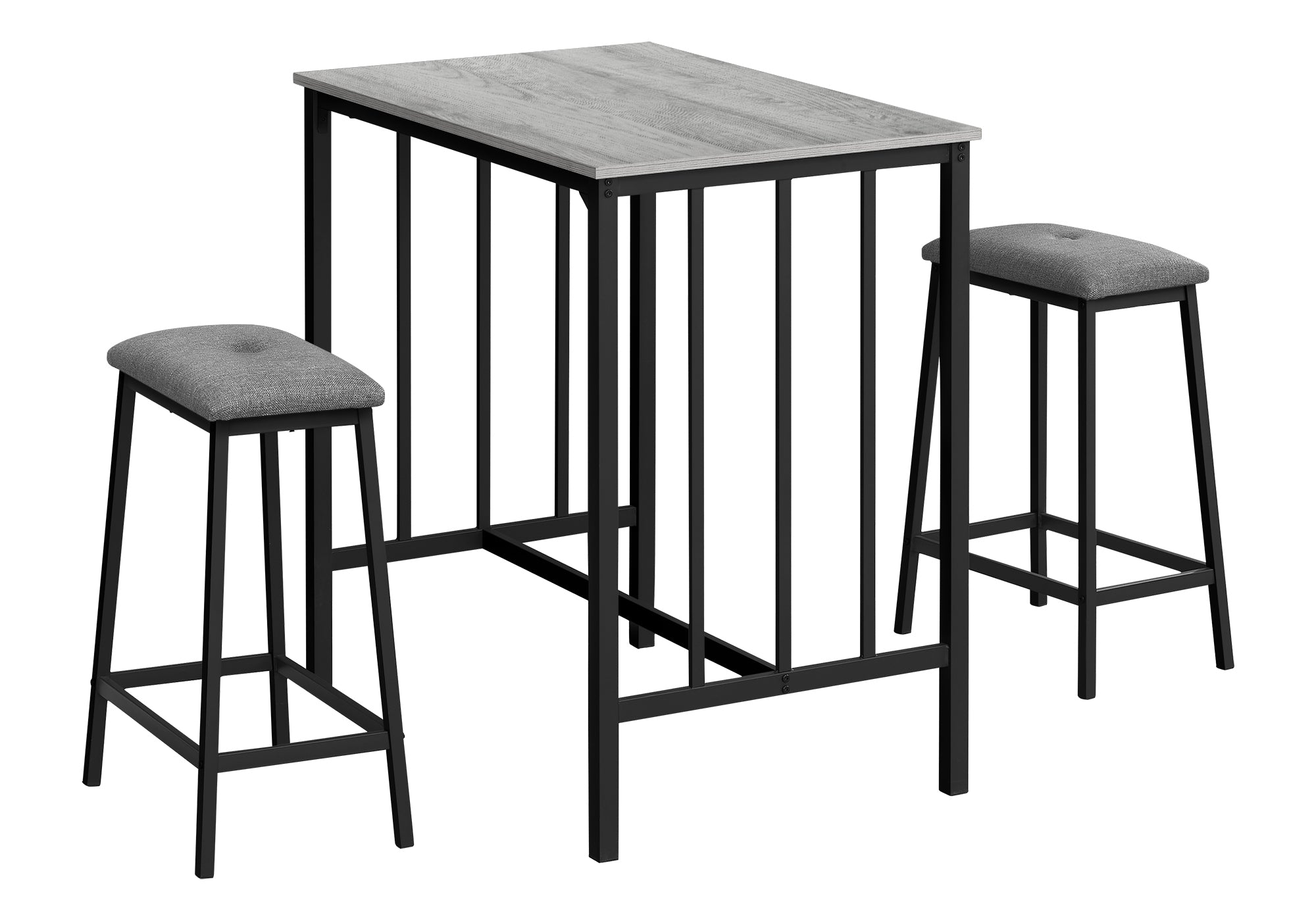 DINING SET - 3PCS COUNTER HEIGHT / GREY TOP / BLACK METAL # I 1144