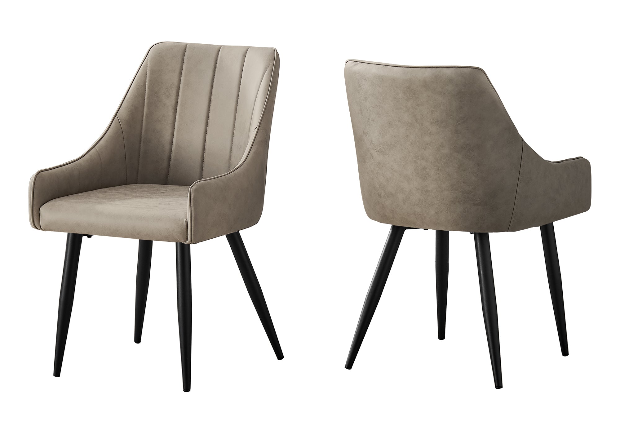 CHAISE DE SALLE À MANGER - 2PCS / 33"H / TISSU TAUPE / MÉTAL NOIR # I 1188