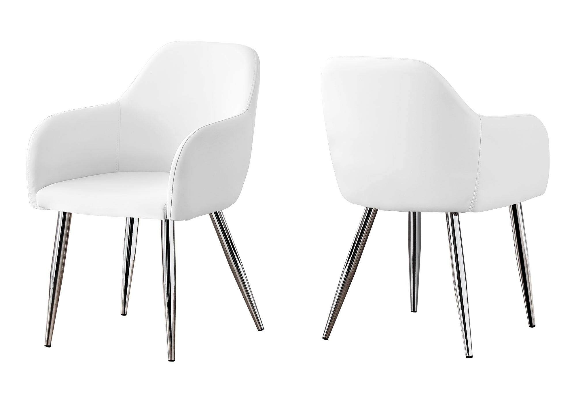 CHAISE DE SALLE À MANGER - 2PCS / 33"H / SIMILI-CUIR BLANC / CHROME # I 1190