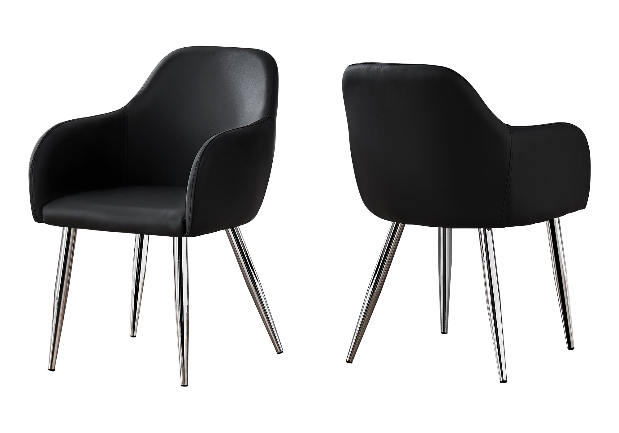CHAISE DE SALLE À MANGER - 2PCS / 33"H / SIMILI-CUIR NOIR / CHROME # I 1191