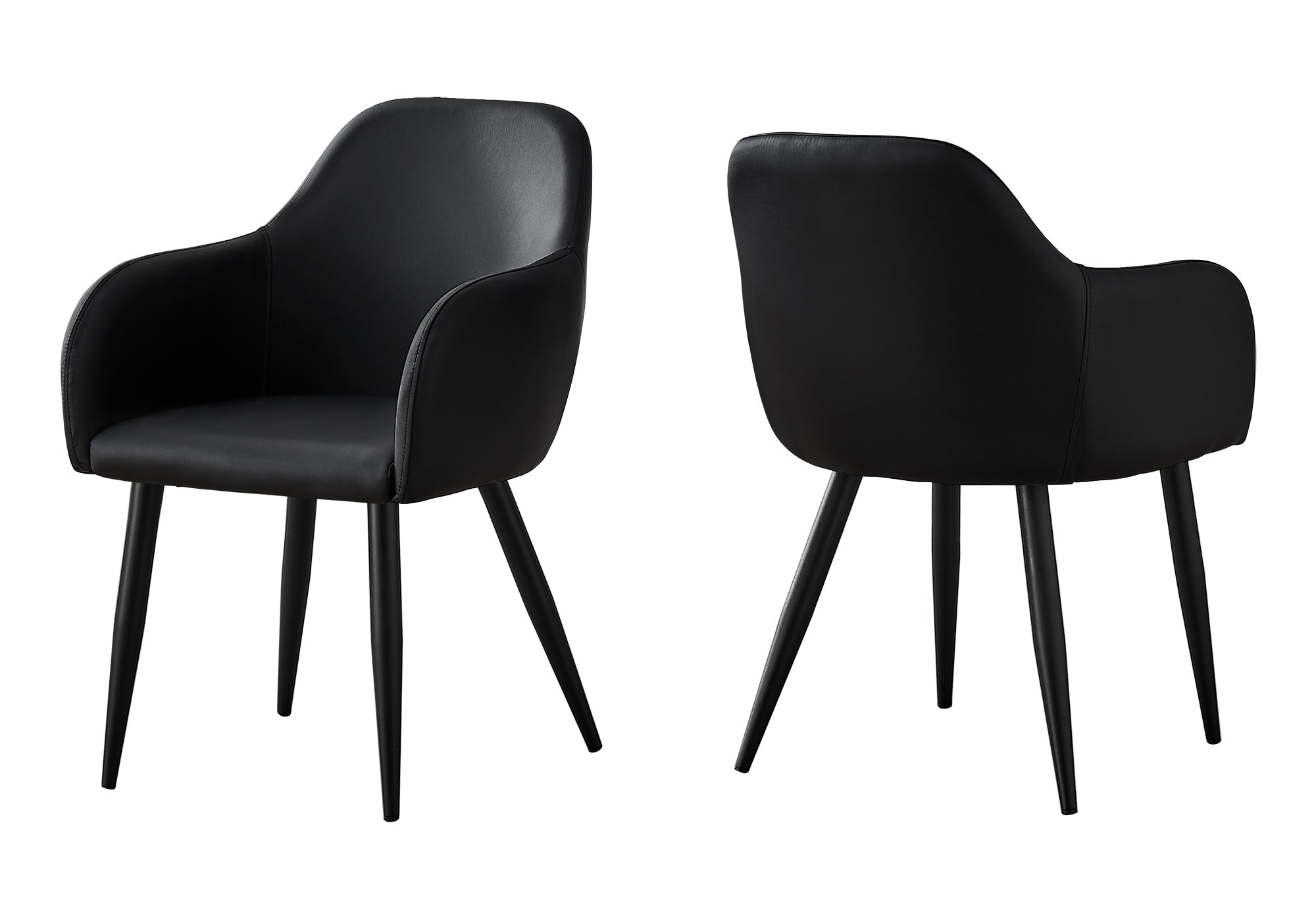 CHAISE DE SALLE À MANGER - 2PCS / 33"H / SIMILI-CUIR NOIR / NOIR # I 1193