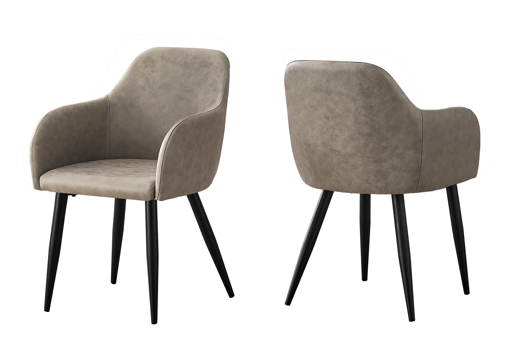 CHAISE DE SALLE À MANGER - 2PCS / 33"H / TISSU TAUPE / MÉTAL NOIR # I 1194