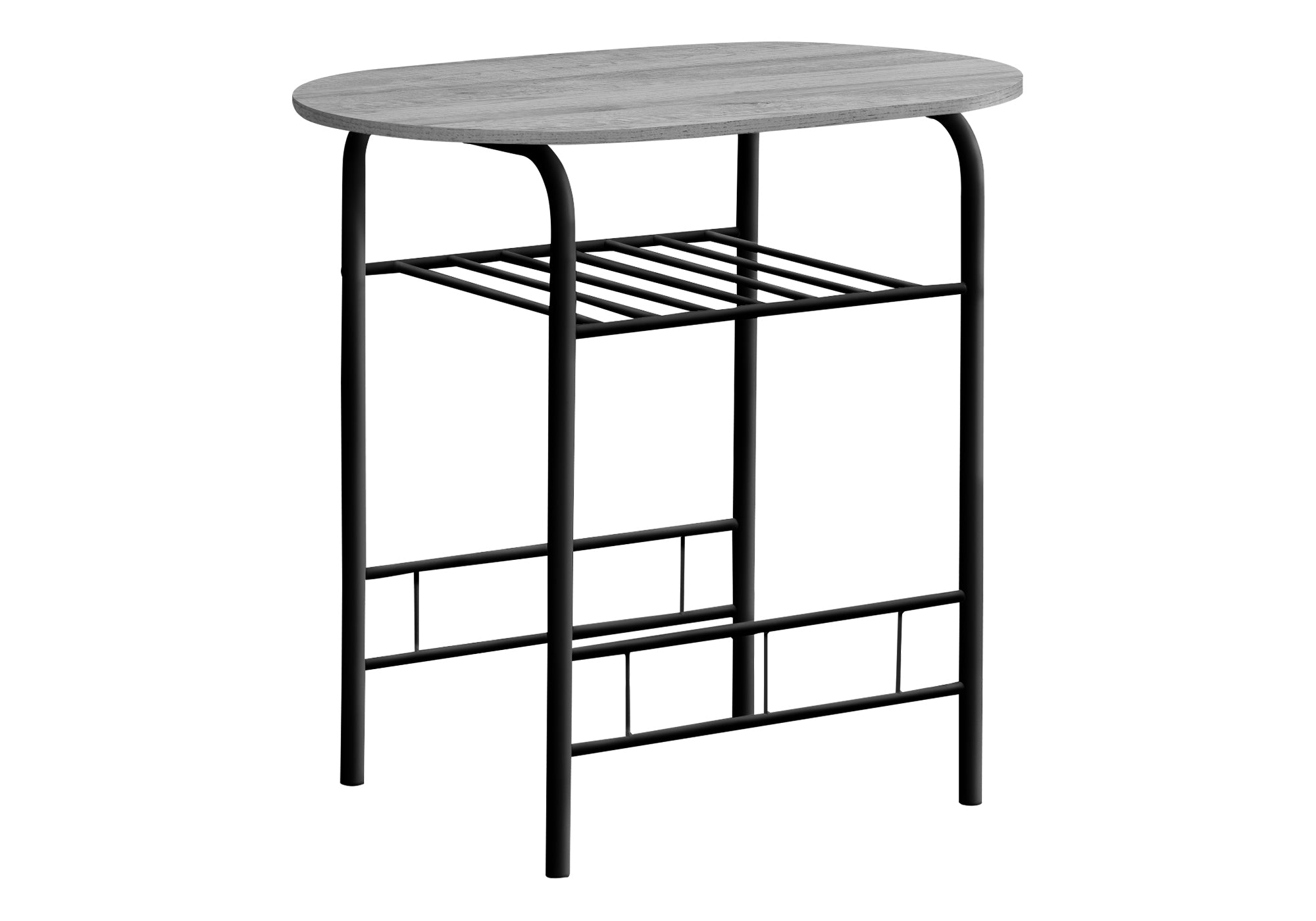 DINING SET - 3PCS SET / GREY TOP / BLACK METAL # I 1207