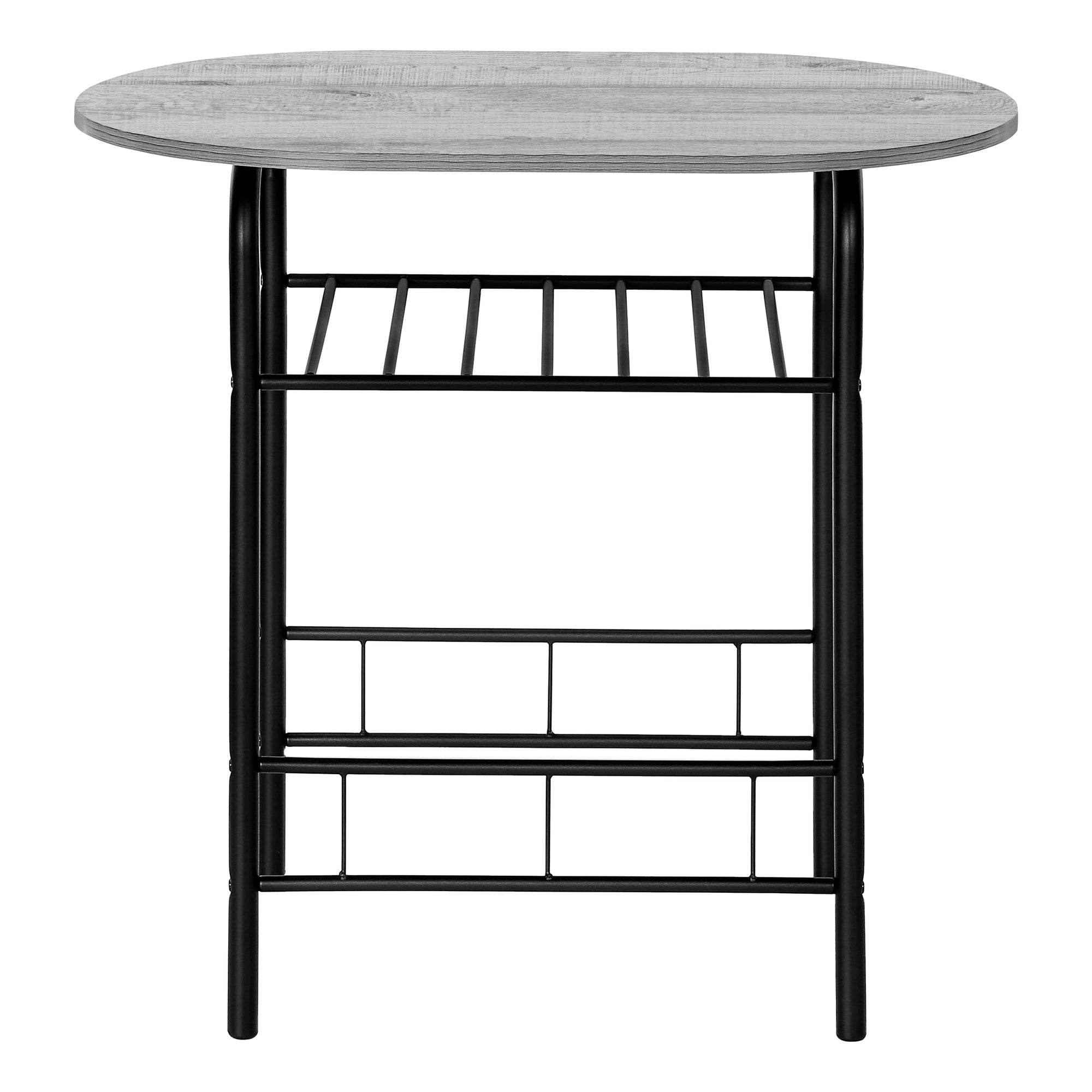 DINING SET - 3PCS SET / GREY TOP / BLACK METAL # I 1207