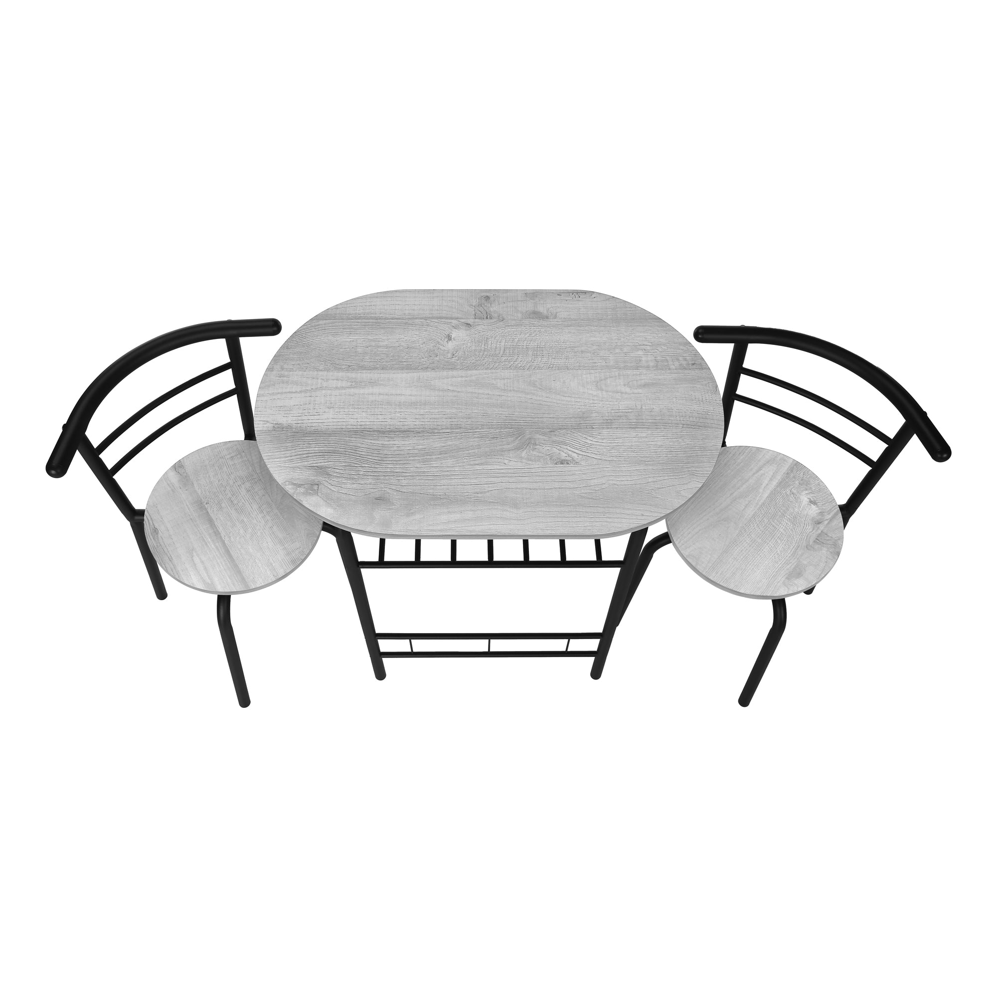 DINING SET - 3PCS SET / GREY TOP / BLACK METAL # I 1207