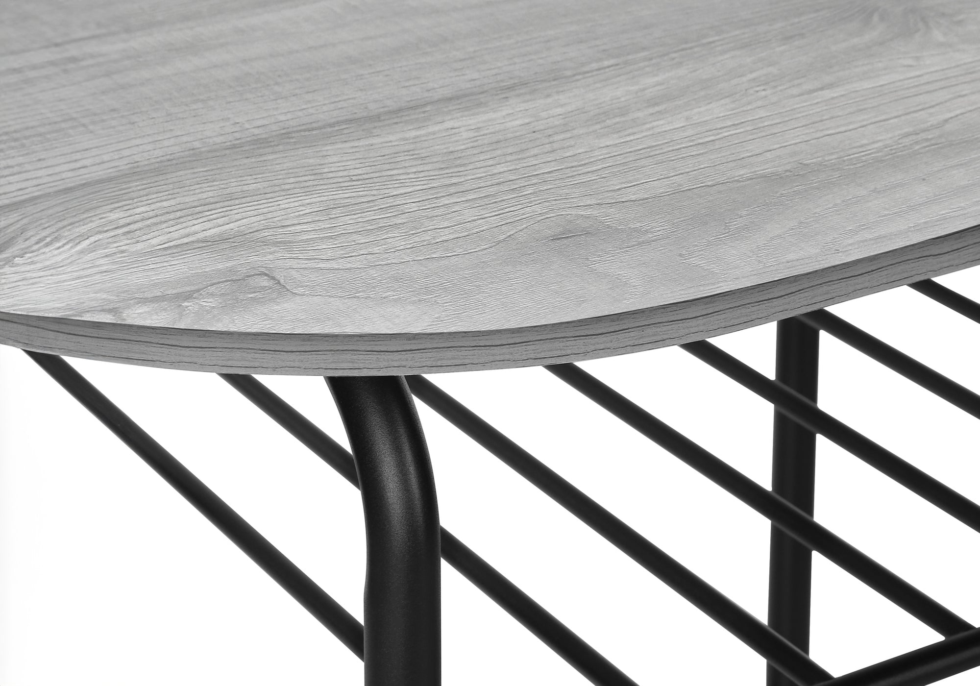 DINING SET - 3PCS SET / GREY TOP / BLACK METAL # I 1207