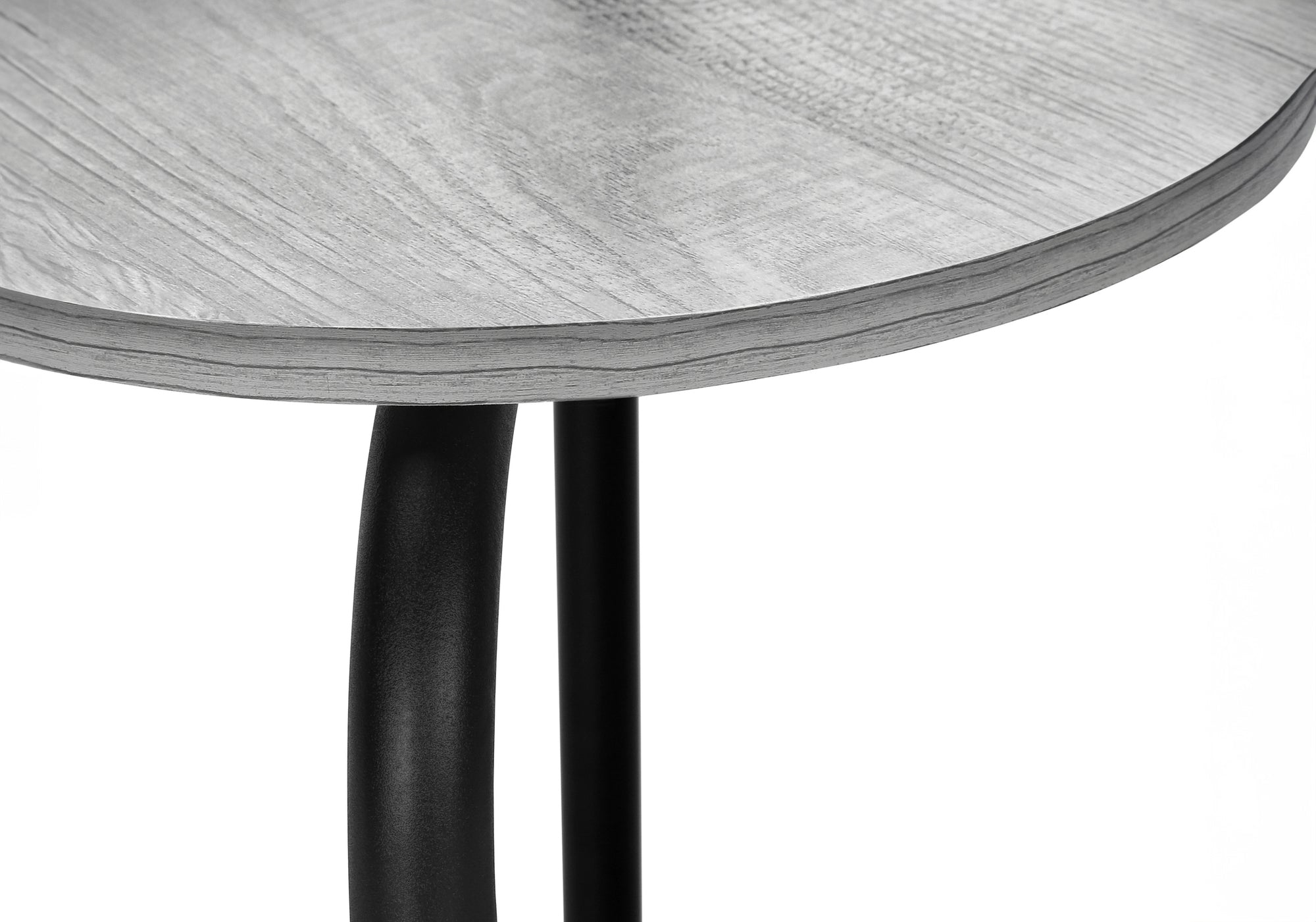 DINING SET - 3PCS SET / GREY TOP / BLACK METAL # I 1207