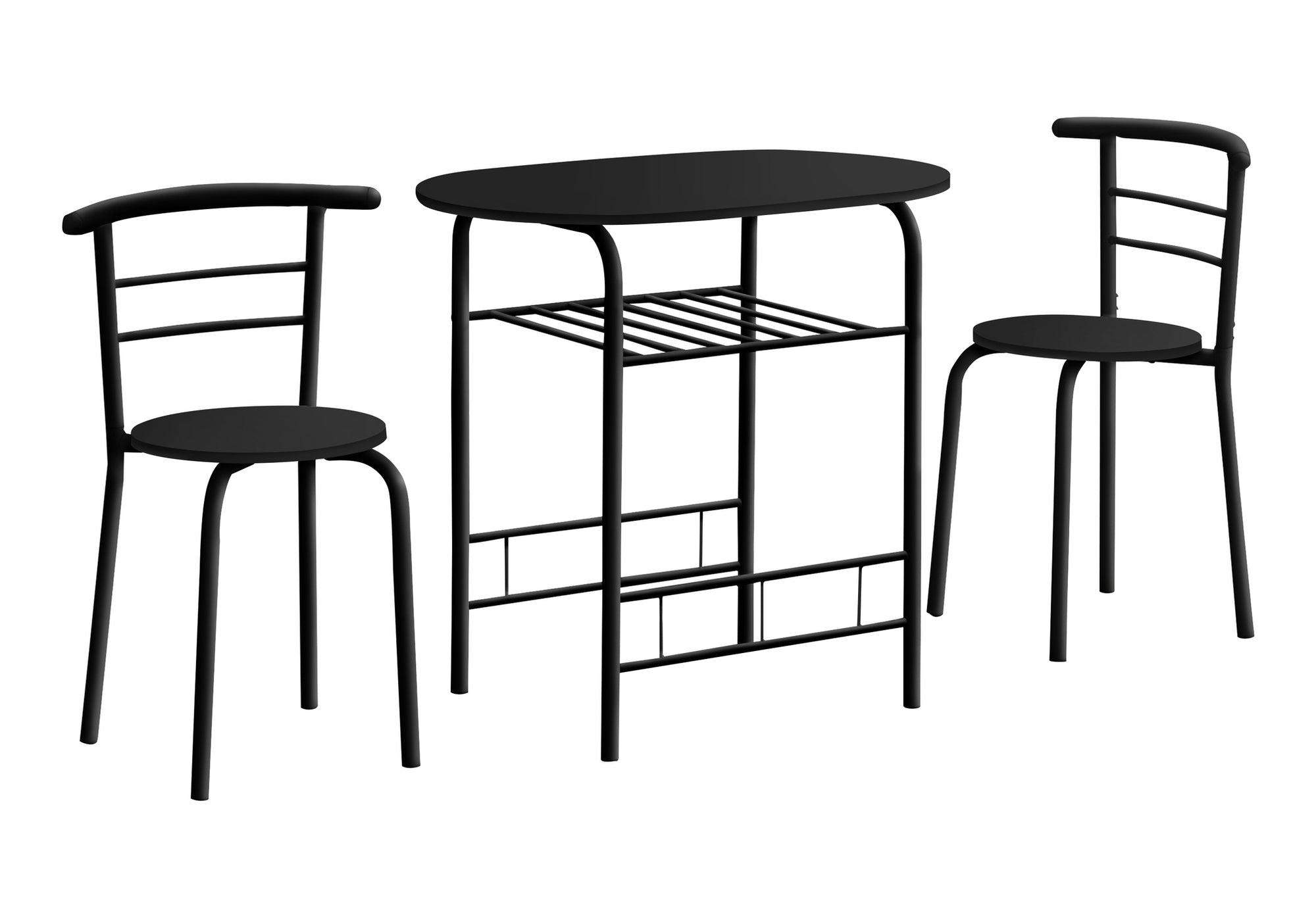 DINING SET - 3PCS SET / BLACK TOP / BLACK METAL # I 1208