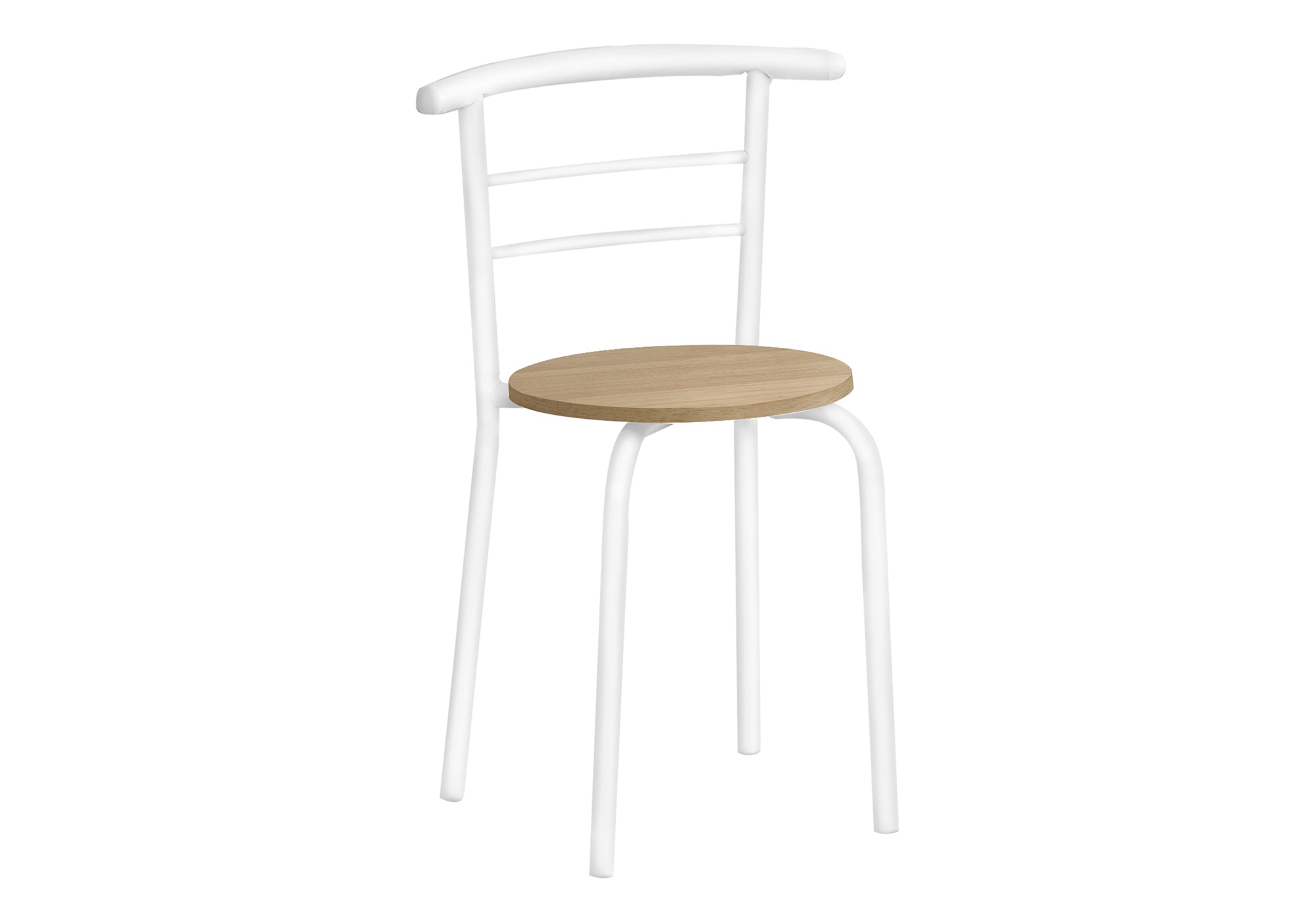 DINING SET - 3PCS SET / NATURAL TOP / WHITE METAL # I 1209