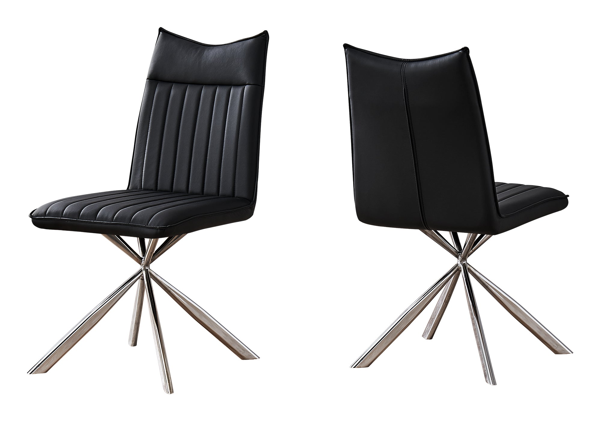 DINING CHAIR - 2PCS / 36"H / BLACK LEATHER-LOOK / CHROME # I 1213