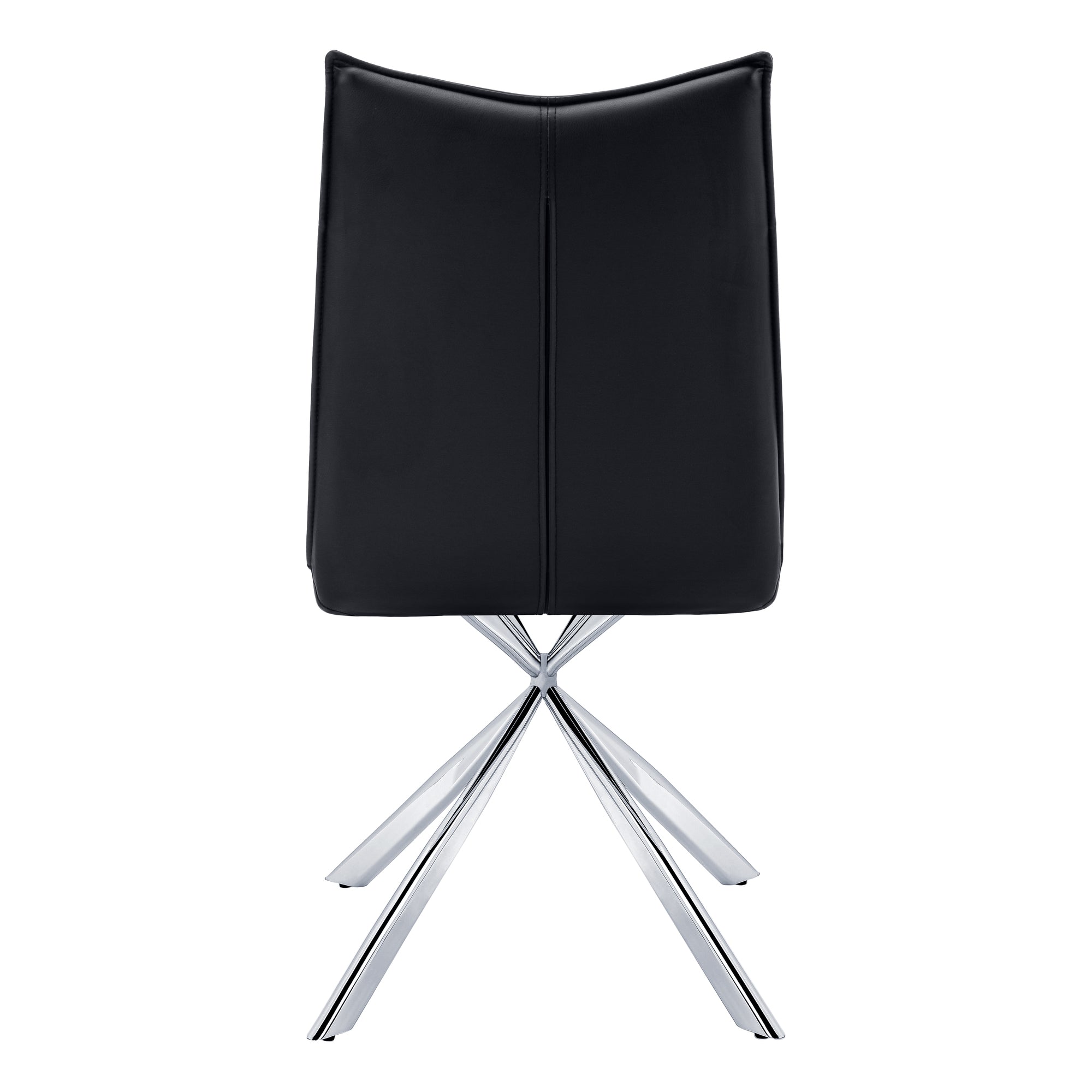 DINING CHAIR - 2PCS / 36"H / BLACK LEATHER-LOOK / CHROME # I 1213