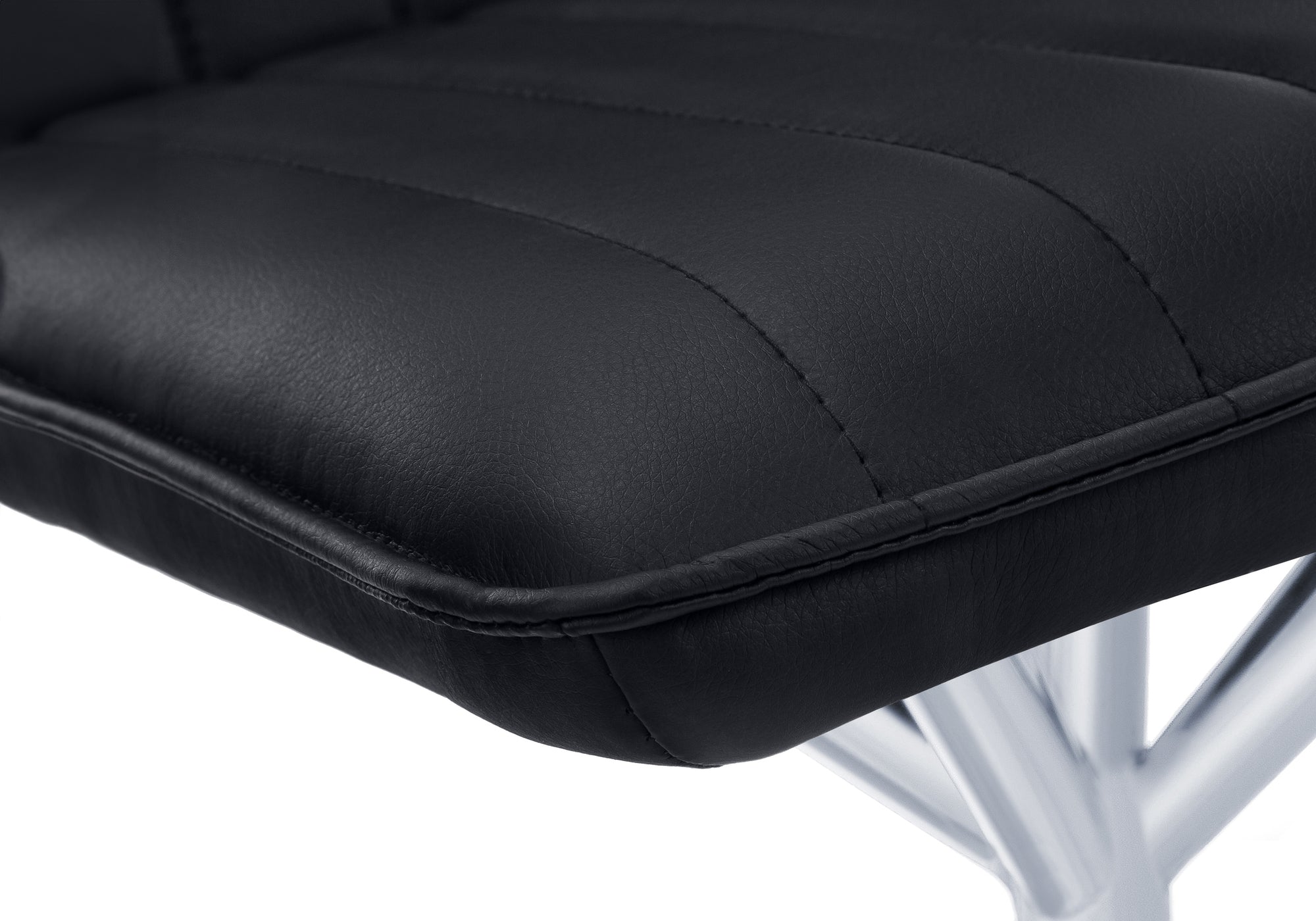 DINING CHAIR - 2PCS / 36"H / BLACK LEATHER-LOOK / CHROME # I 1213