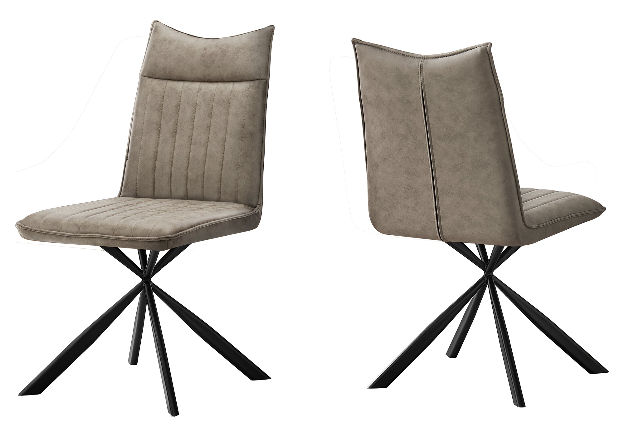 DINING CHAIR - 2PCS / 36"H / TAUPE FABRIC / BLACK METAL # I 1216