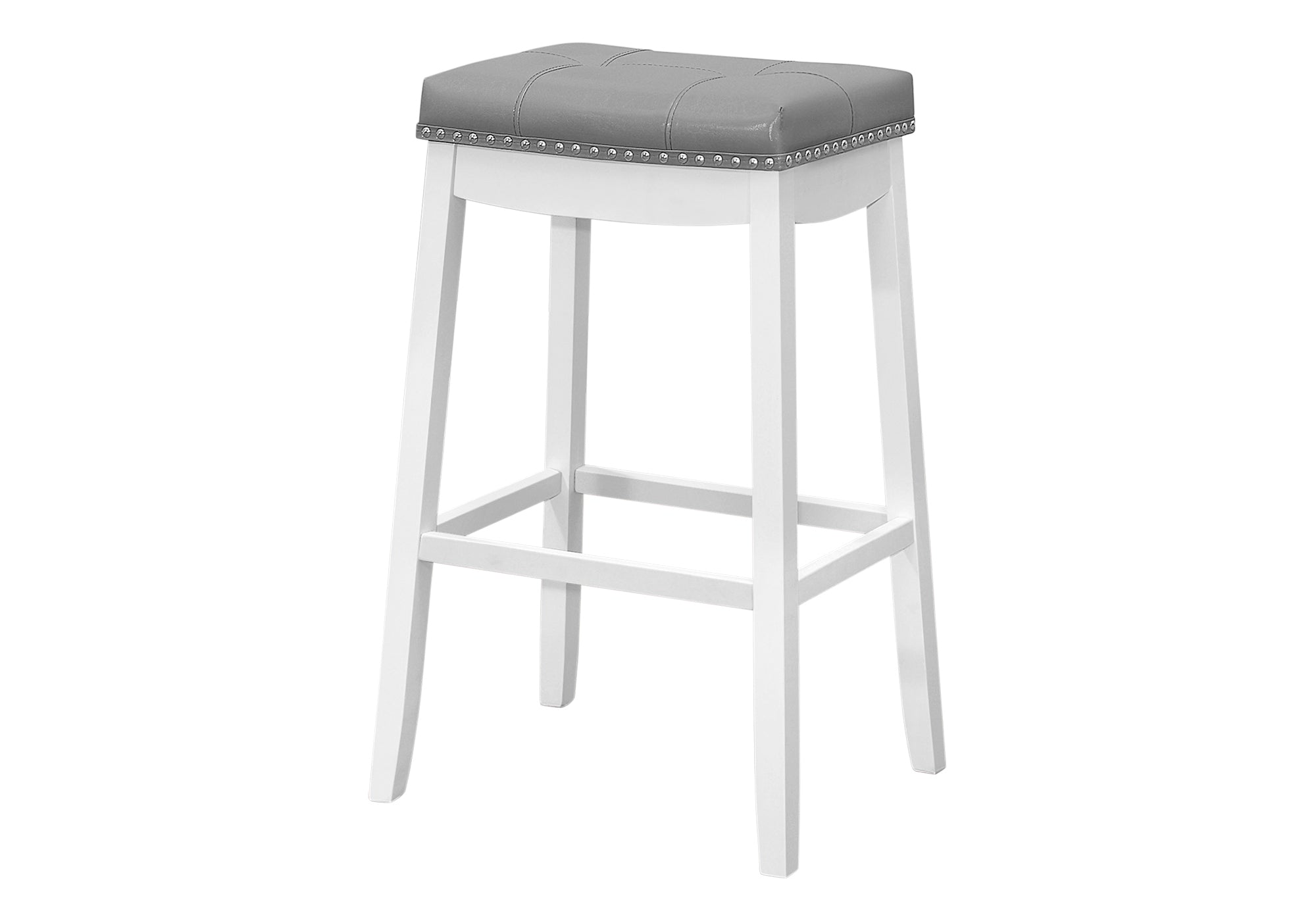 BARSTOOL - 2PCS / 29"H / GREY LEATHER-LOOK / WHITE # I 1262