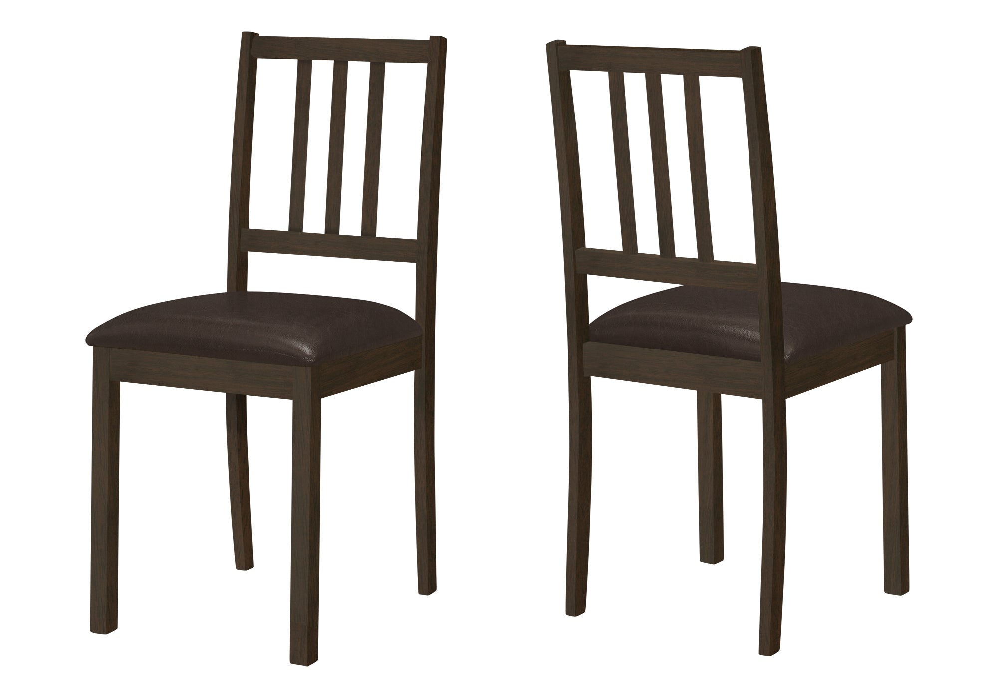 DINING CHAIR - 2PCS / 36"H ESPRESSO / DARK BROWN PU SEAT # I 1304