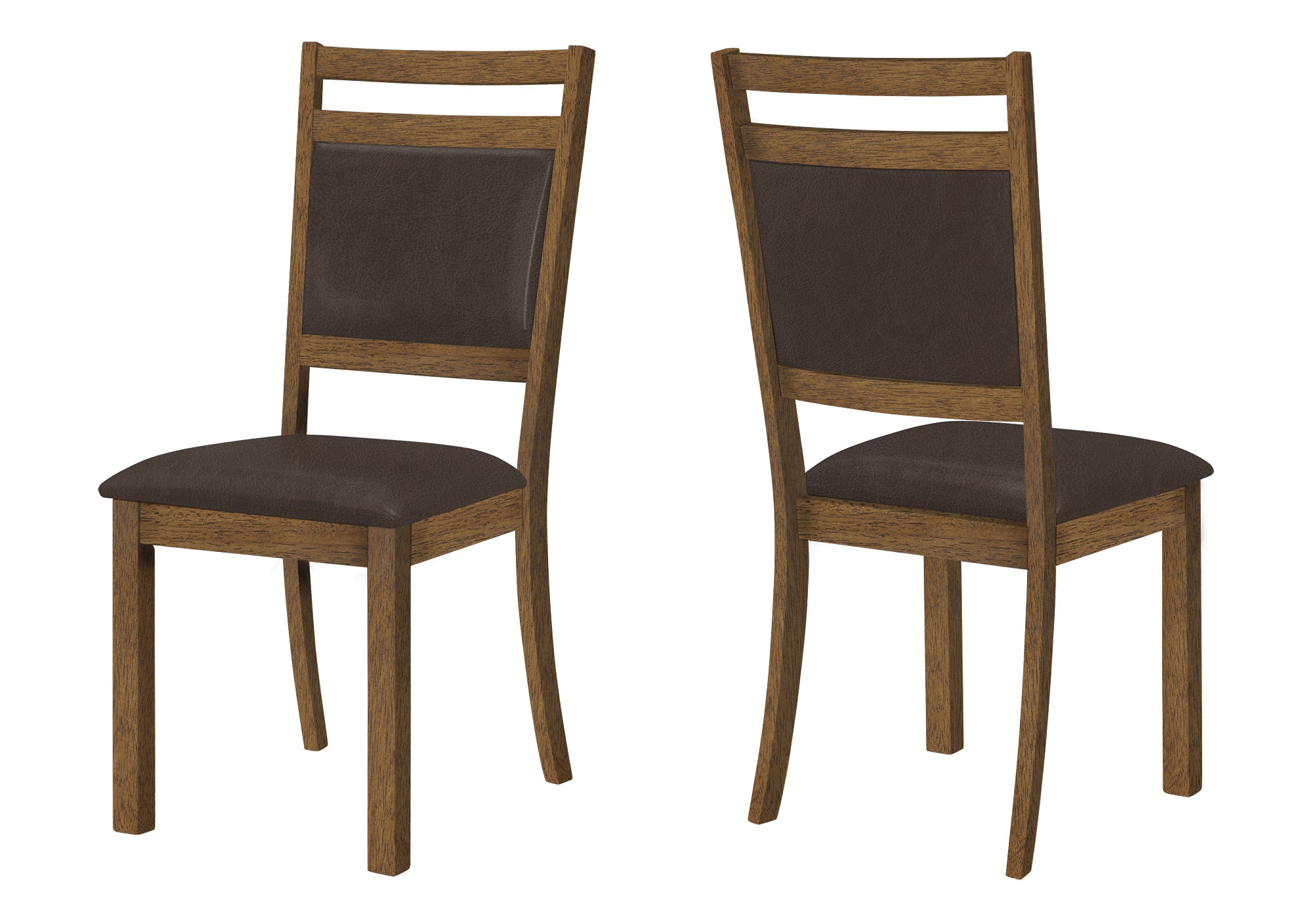 DINING CHAIR - 2PCS / 40"H BROWN WALNUT / DARK BROWN PU # I 1310