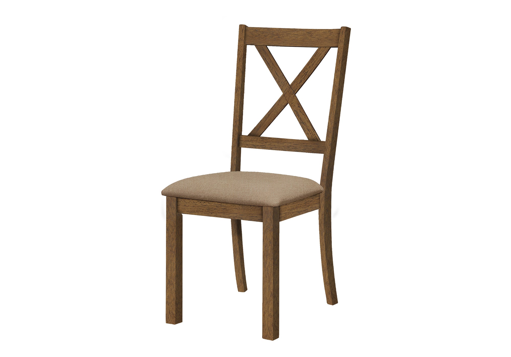 DINING CHAIR - 2PCS / 40"H BROWN WALNUT / BEIGE FABRIC # I 1311