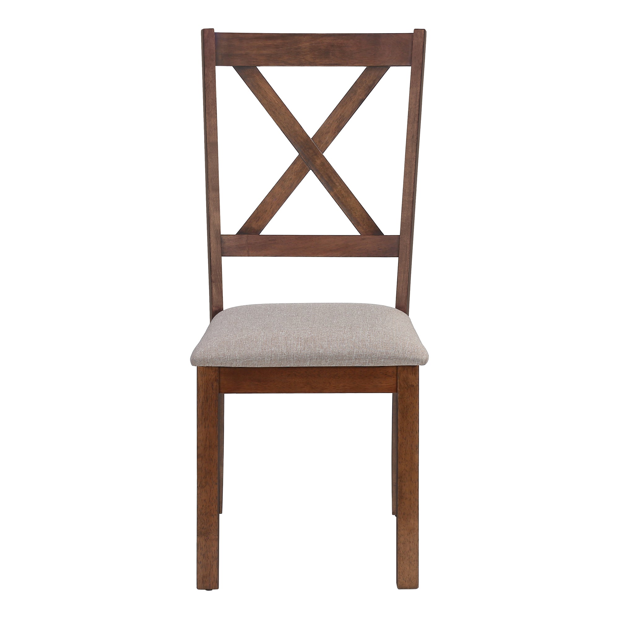 DINING CHAIR - 2PCS / 40"H BROWN WALNUT / BEIGE FABRIC # I 1311