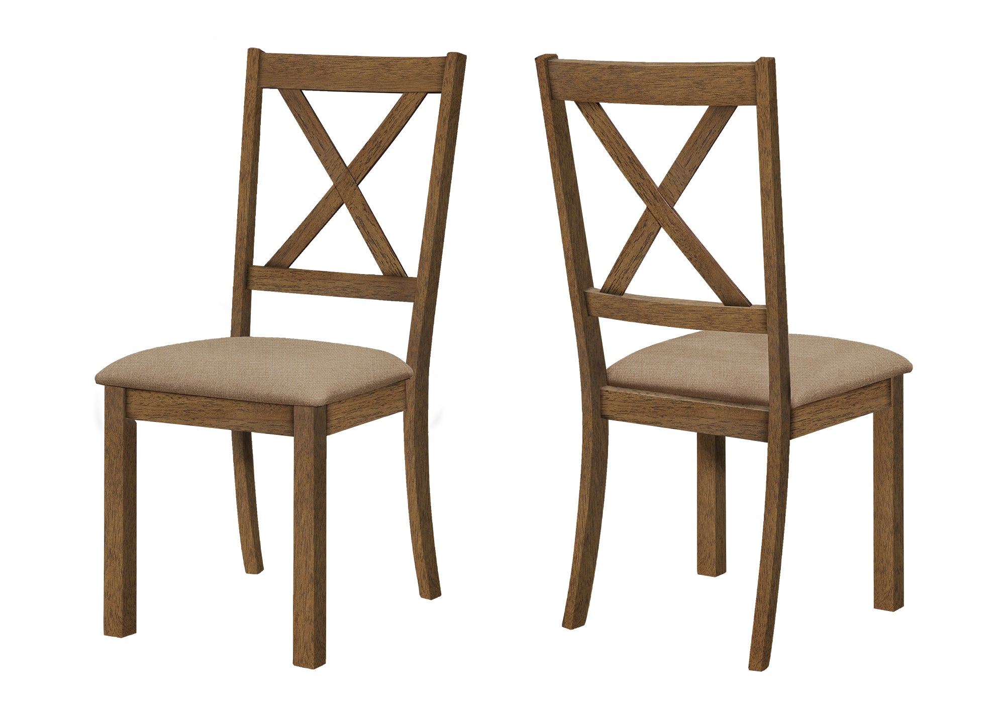 DINING CHAIR - 2PCS / 40"H BROWN WALNUT / BEIGE FABRIC # I 1311