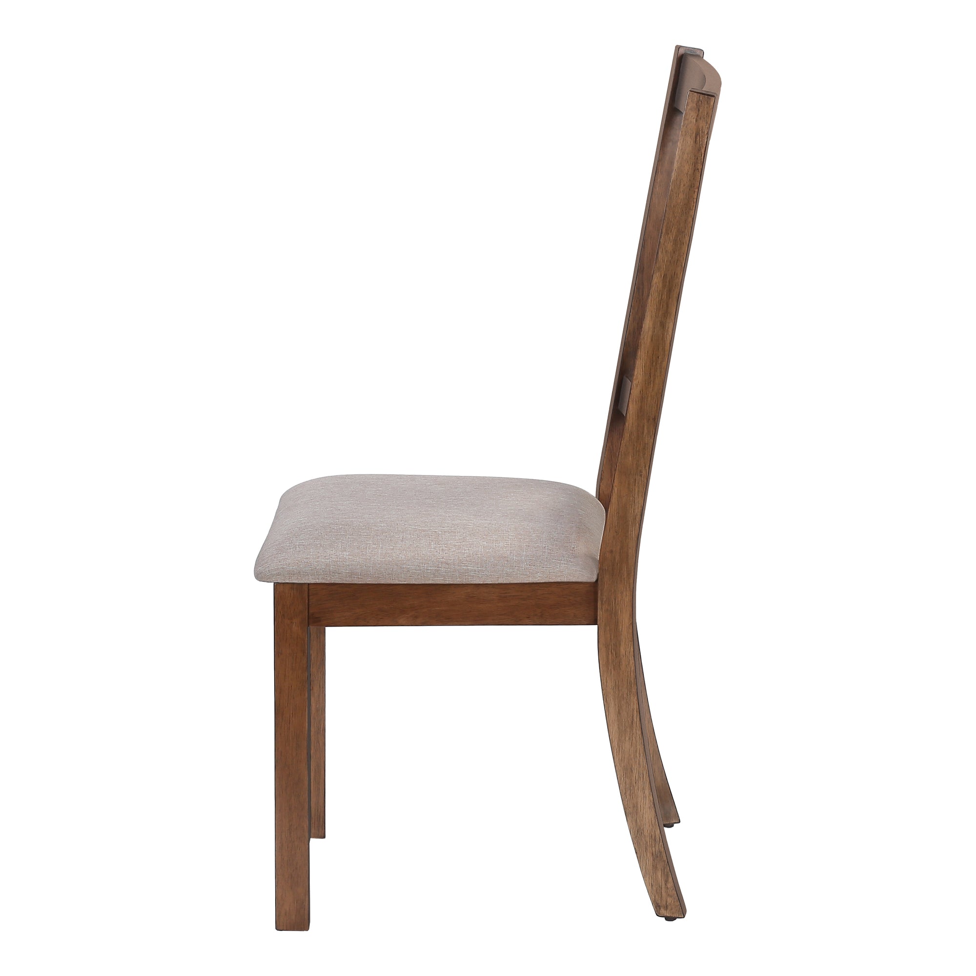 DINING CHAIR - 2PCS / 40"H BROWN WALNUT / BEIGE FABRIC # I 1311