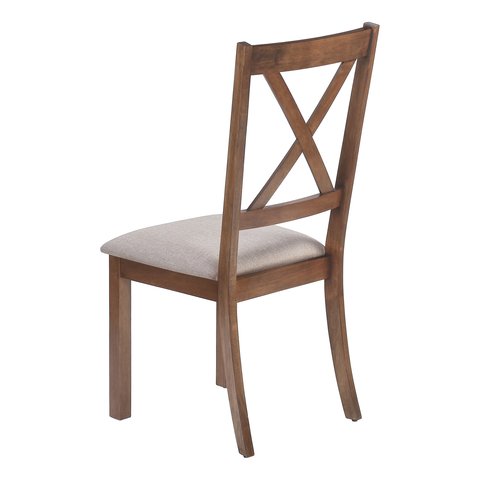 DINING CHAIR - 2PCS / 40"H BROWN WALNUT / BEIGE FABRIC # I 1311