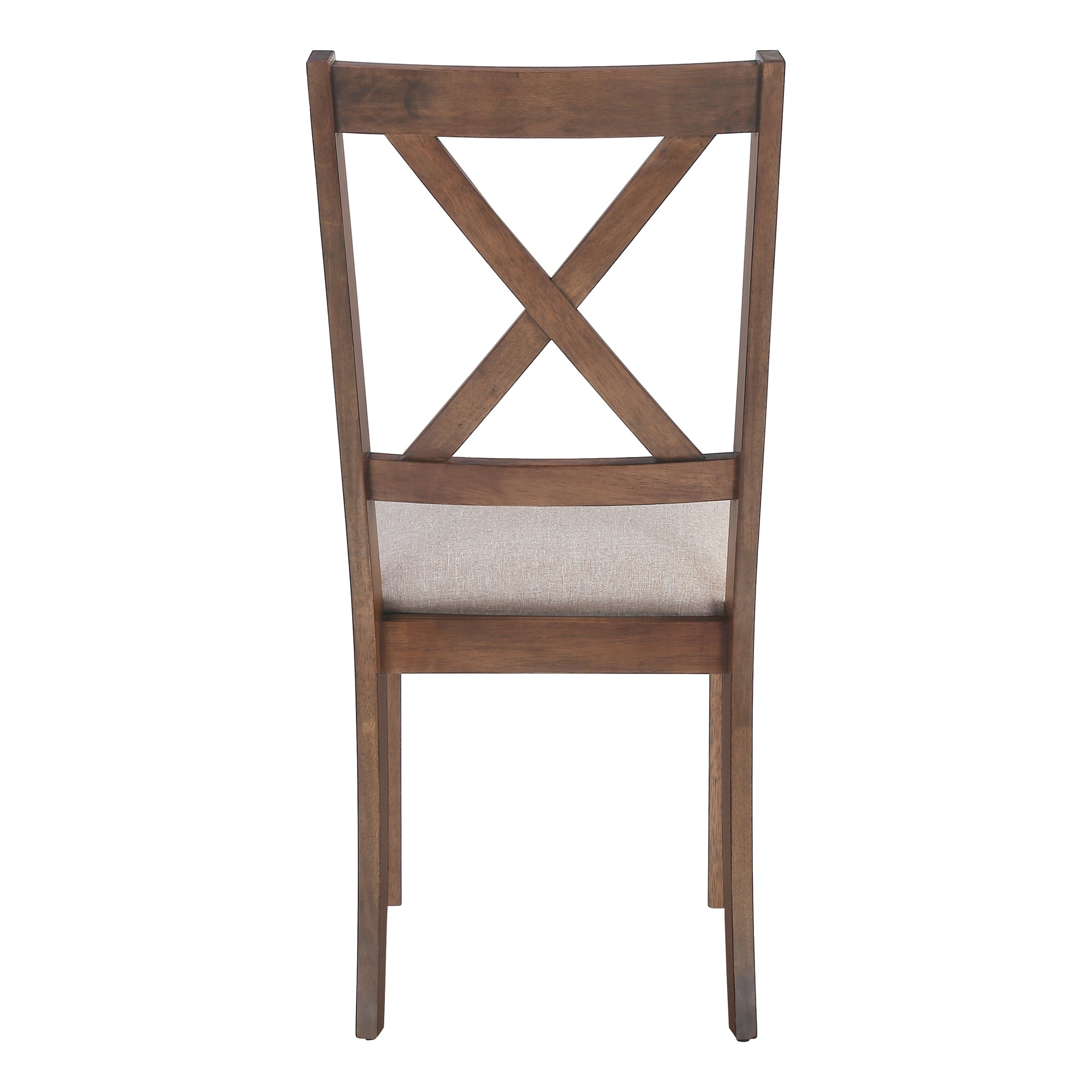 DINING CHAIR - 2PCS / 40"H BROWN WALNUT / BEIGE FABRIC # I 1311