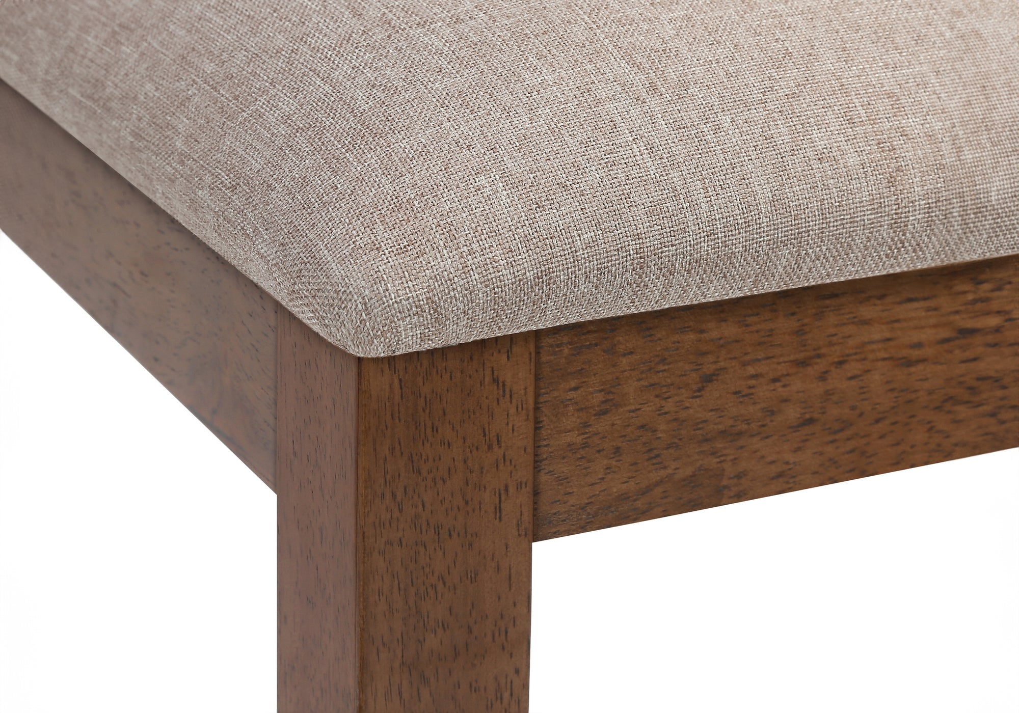 DINING CHAIR - 2PCS / 40"H BROWN WALNUT / BEIGE FABRIC # I 1311