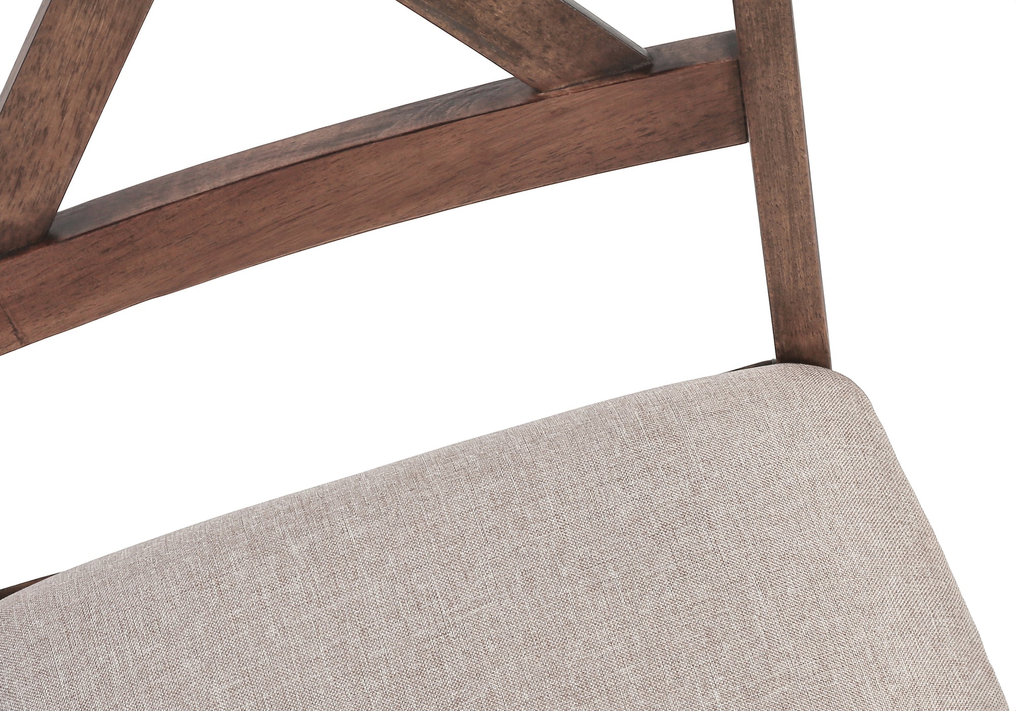 DINING CHAIR - 2PCS / 40"H BROWN WALNUT / BEIGE FABRIC # I 1311