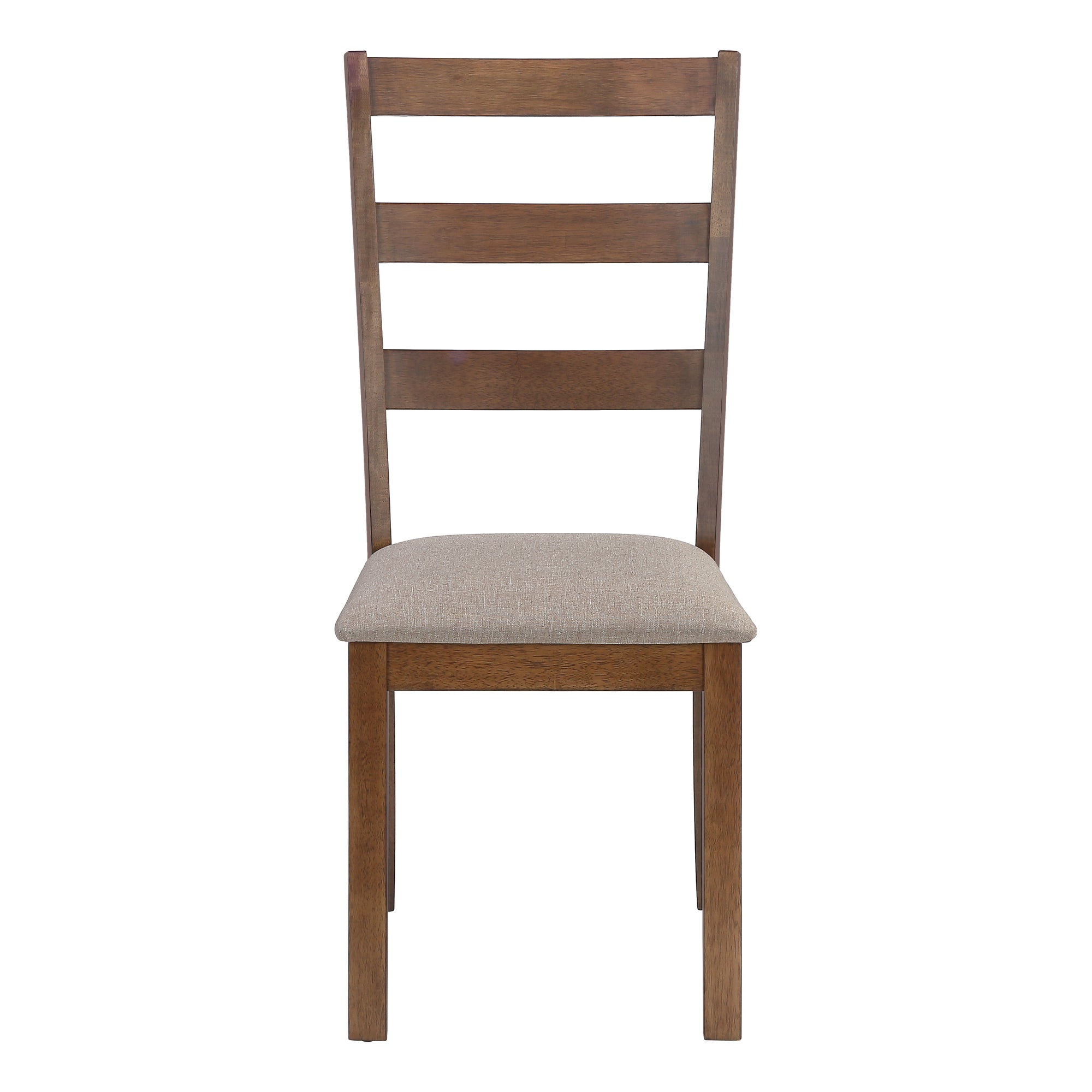 DINING CHAIR - 2PCS / 40"H BROWN WALNUT / BEIGE FABRIC # I 1313