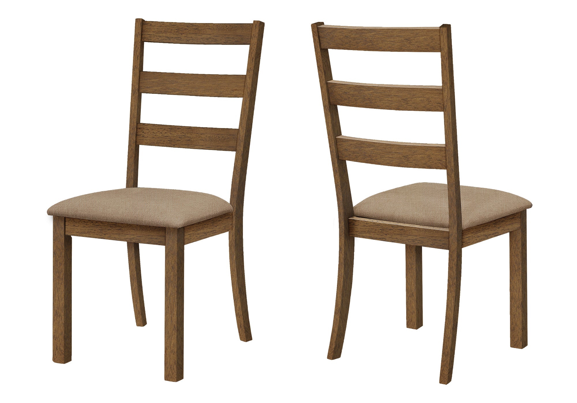 DINING CHAIR - 2PCS / 40"H BROWN WALNUT / BEIGE FABRIC # I 1313
