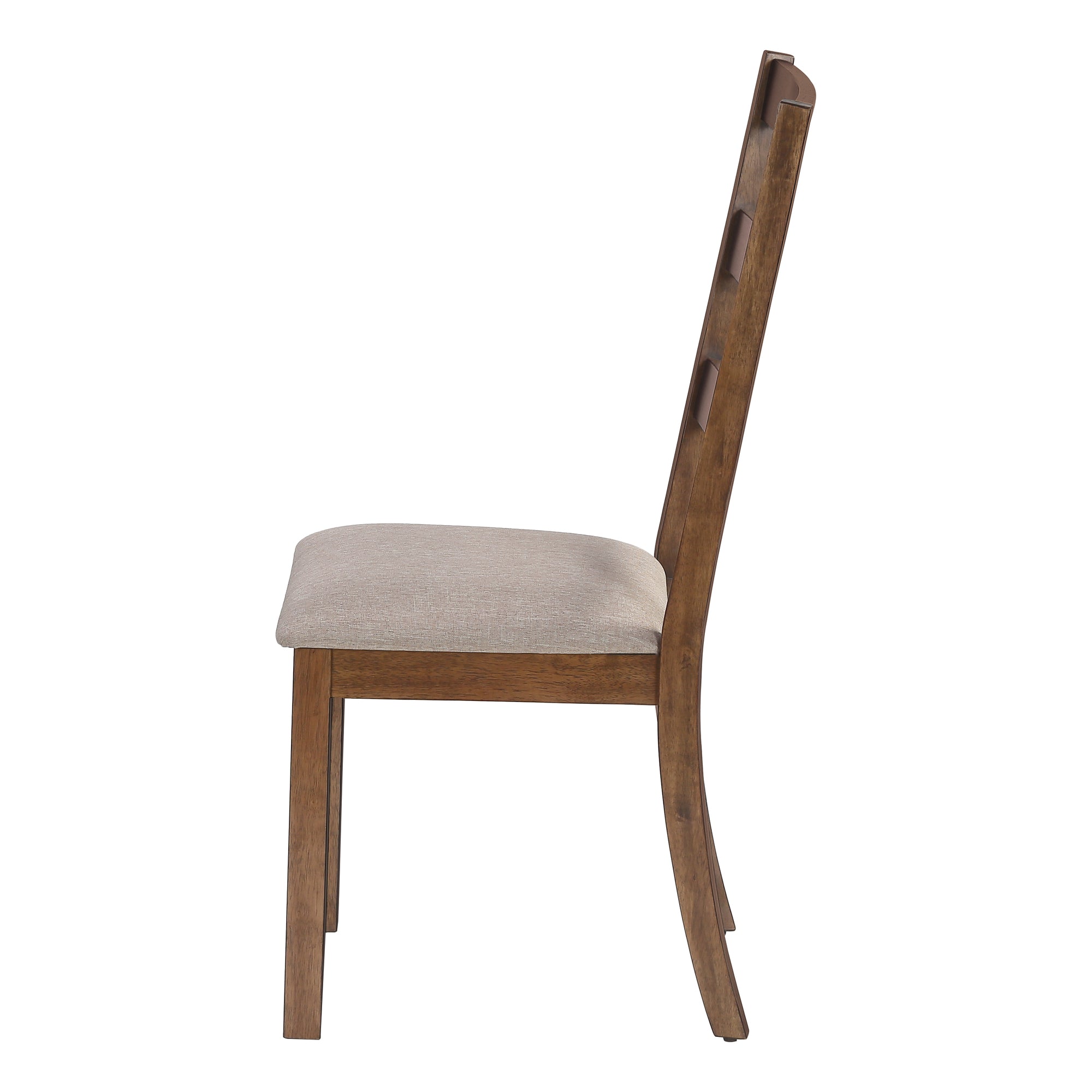 DINING CHAIR - 2PCS / 40"H BROWN WALNUT / BEIGE FABRIC # I 1313
