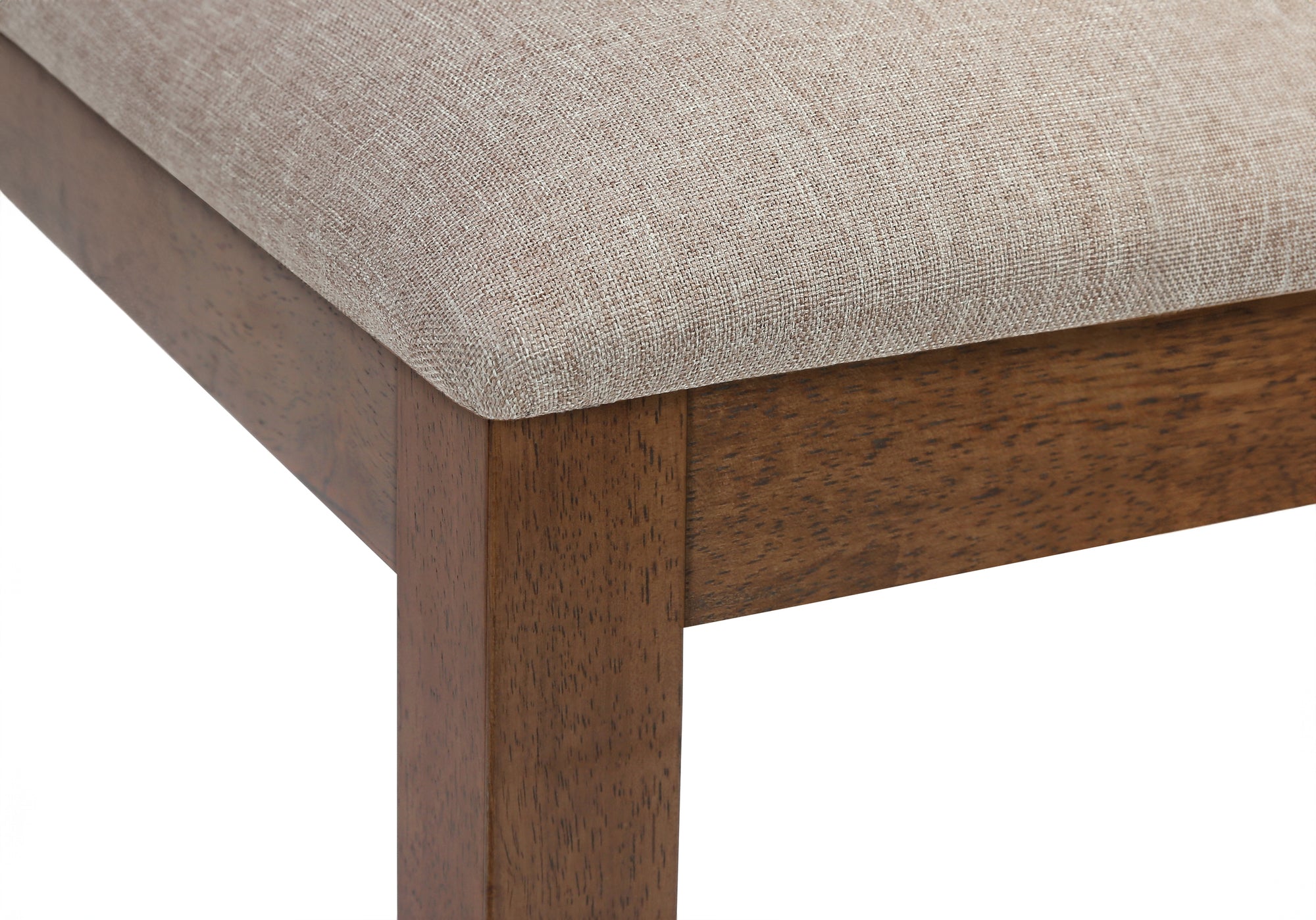 DINING CHAIR - 2PCS / 40"H BROWN WALNUT / BEIGE FABRIC # I 1313