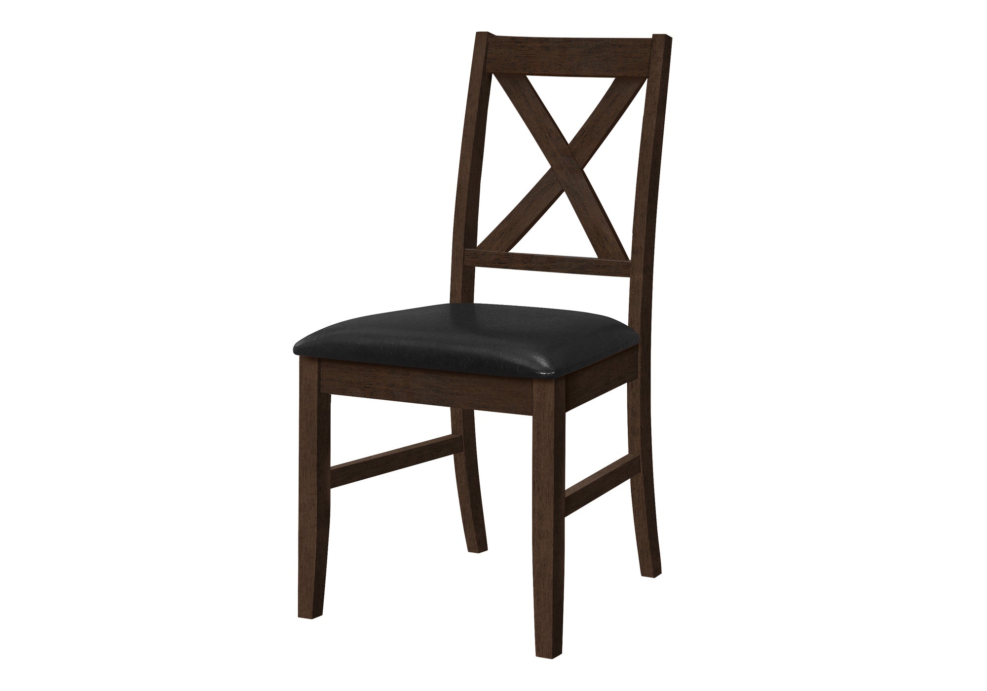 DINING CHAIR - 2PCS / 37"H ESPRESSO / BLACK PU SEAT # I 1333