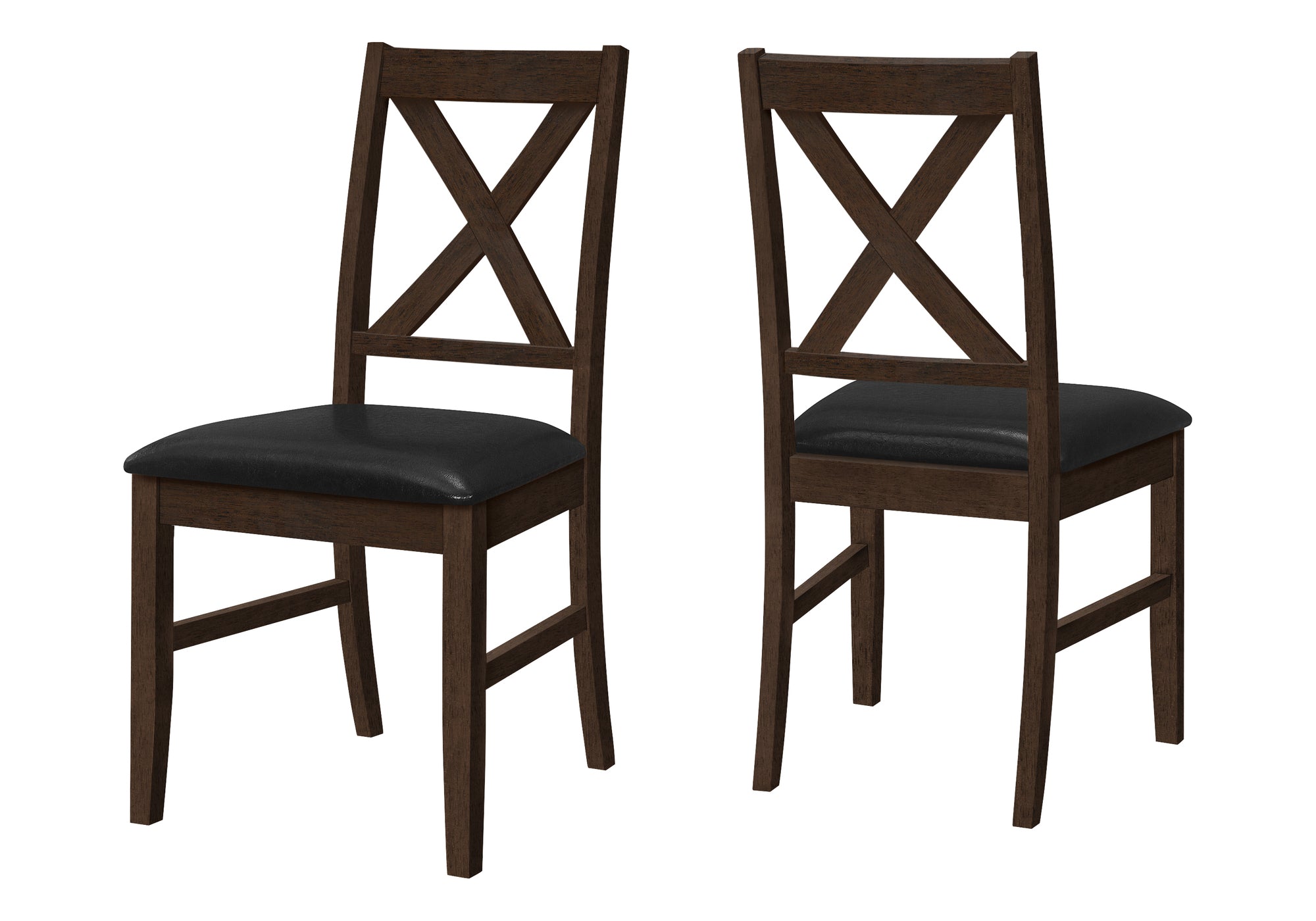 DINING CHAIR - 2PCS / 37"H ESPRESSO / BLACK PU SEAT # I 1333