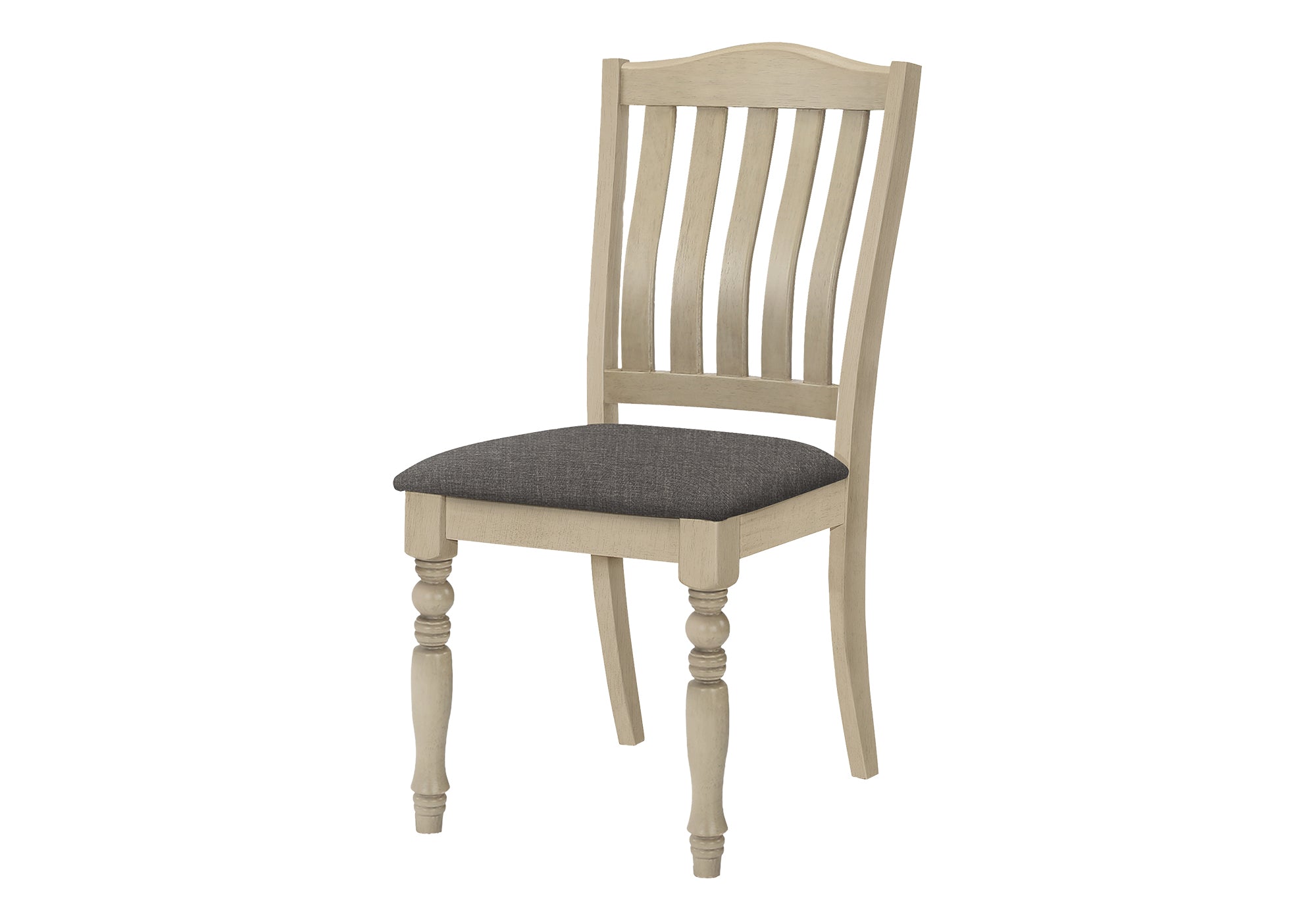 DINING CHAIR - 2PCS / 39"H ANTIQUE GREY / GREY FABRIC # I 1392