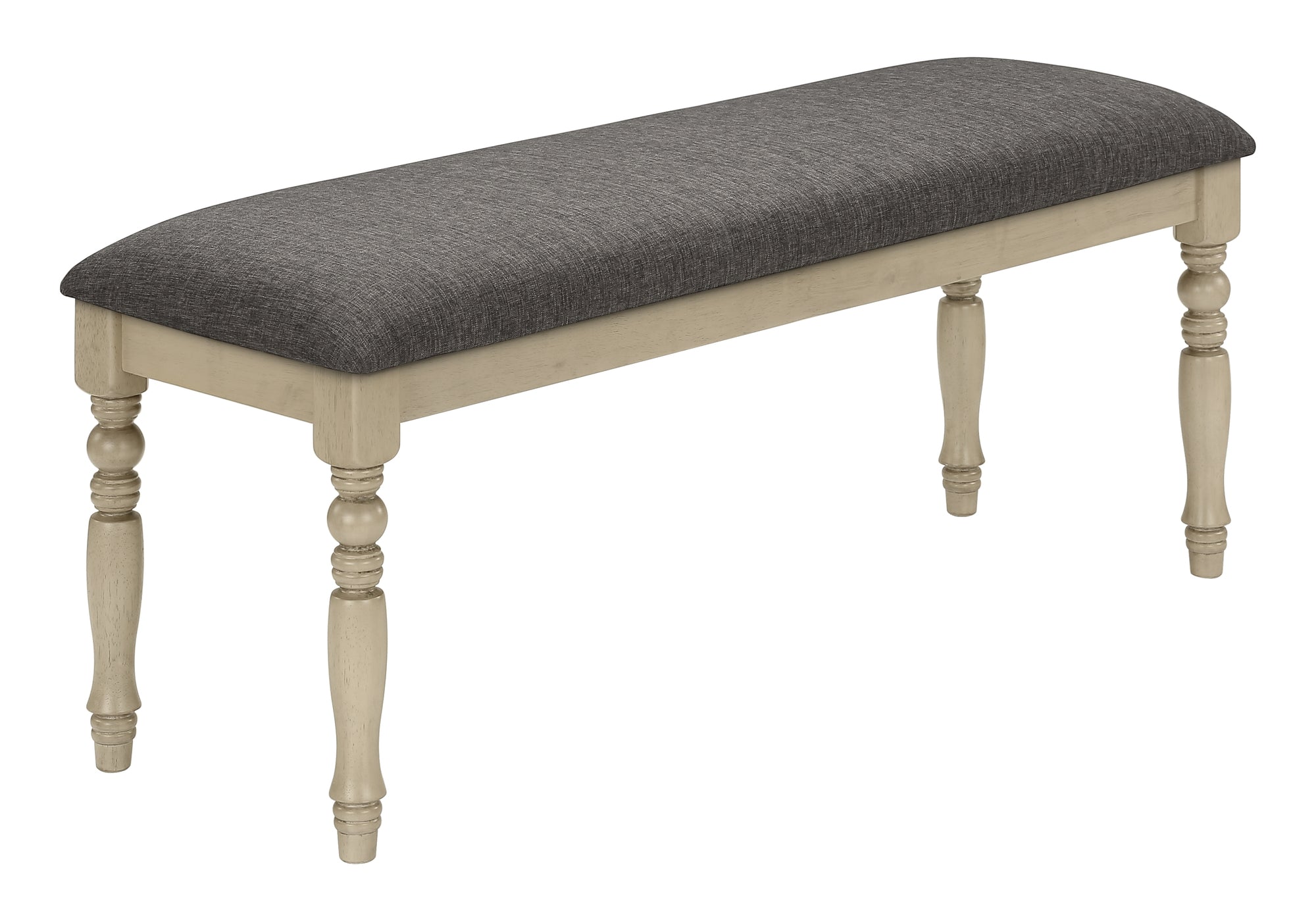 BENCH - 48"L / ANTIQUE GREY / GREY FABRIC # I 1393