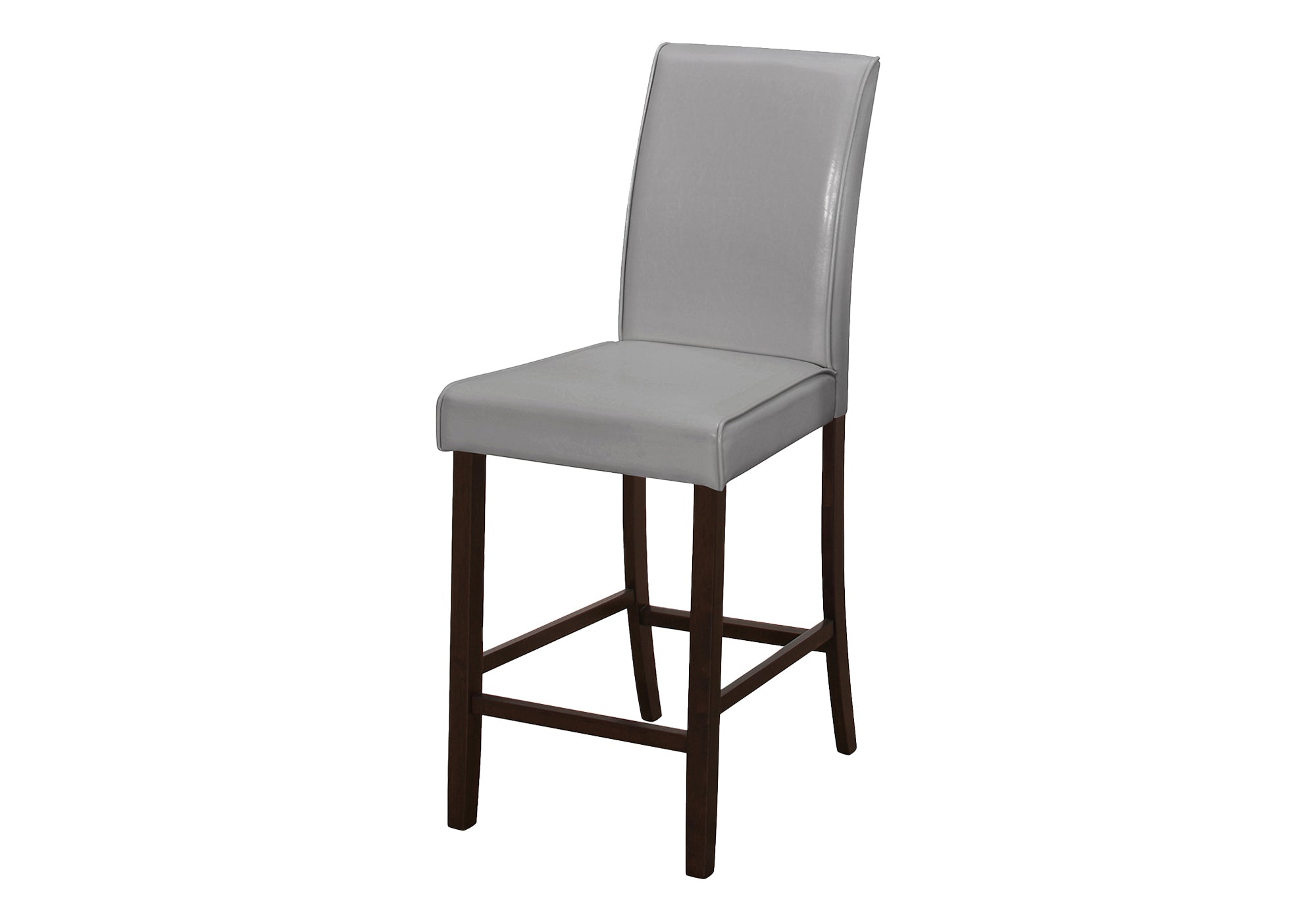 DINING CHAIR - 2PCS / GREY LEATHER-LOOK COUNTER HEIGHT # I 1902